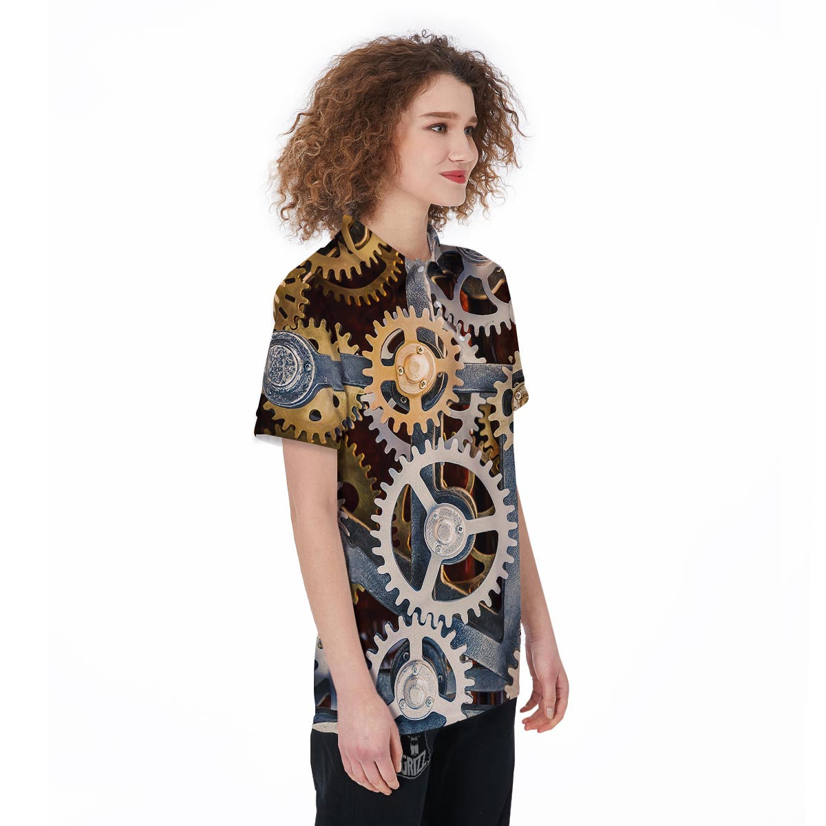 Cogs And Steampunk Gears Print Women's Golf Shirts-grizzshop