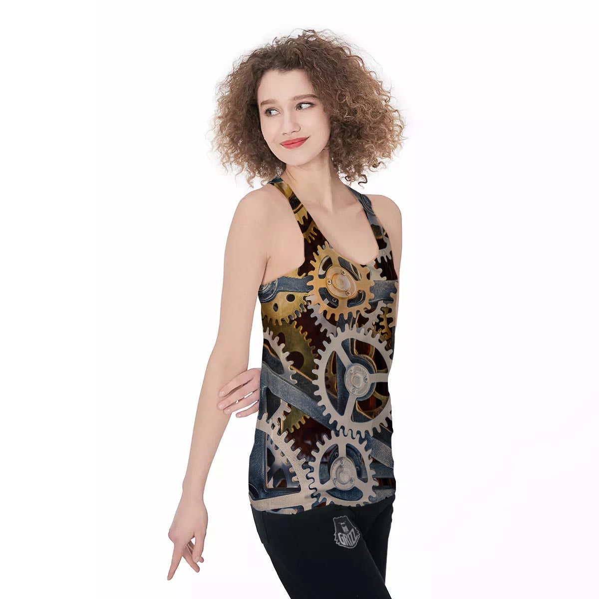 Cogs And Steampunk Gears Print Women's Racerback Tank Top-grizzshop