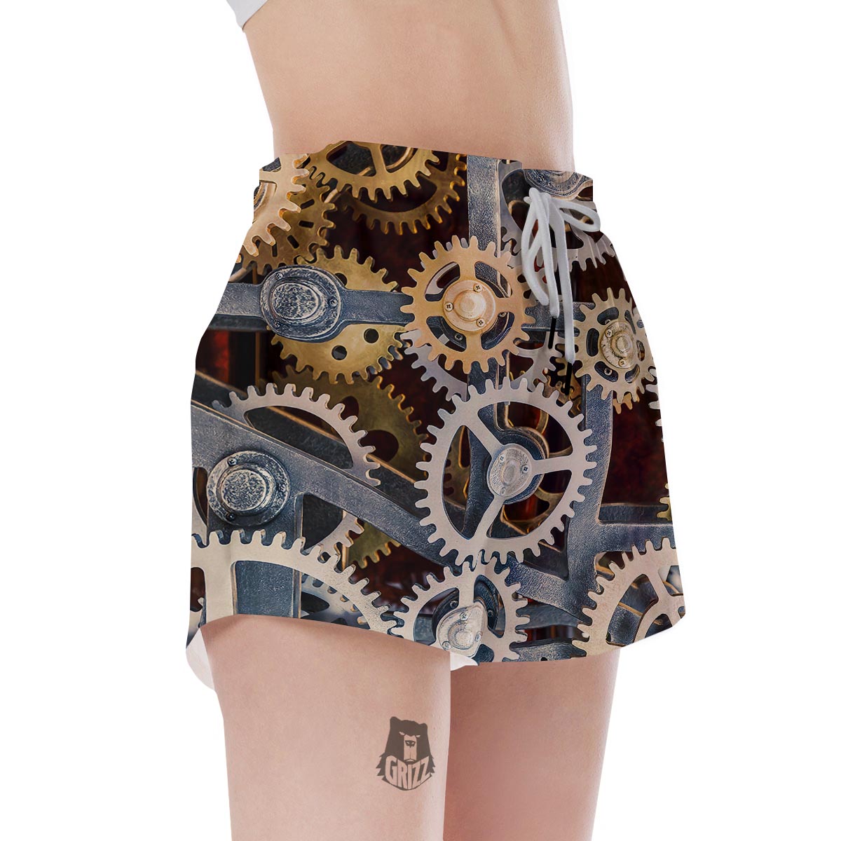 Cogs And Steampunk Gears Print Women's Shorts-grizzshop