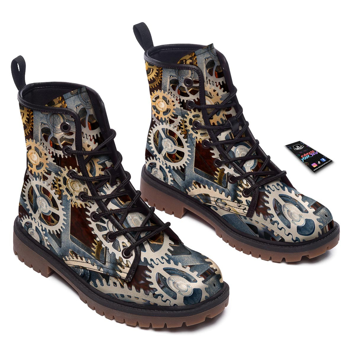 Cogs And Steampunk Gears Print Work Boots-grizzshop