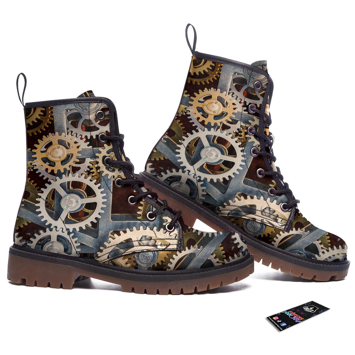 Cogs And Steampunk Gears Print Work Boots-grizzshop