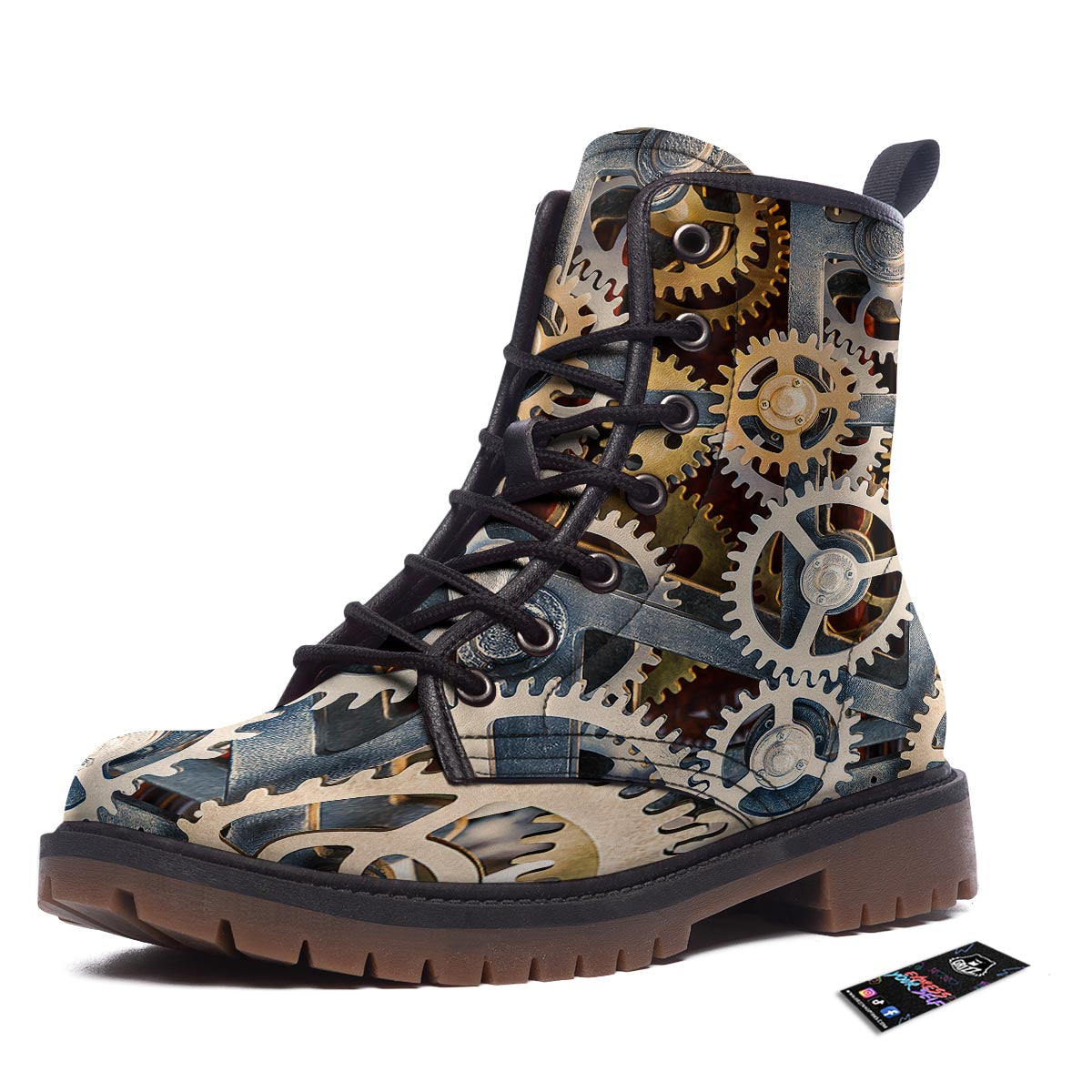 Cogs And Steampunk Gears Print Work Boots-grizzshop
