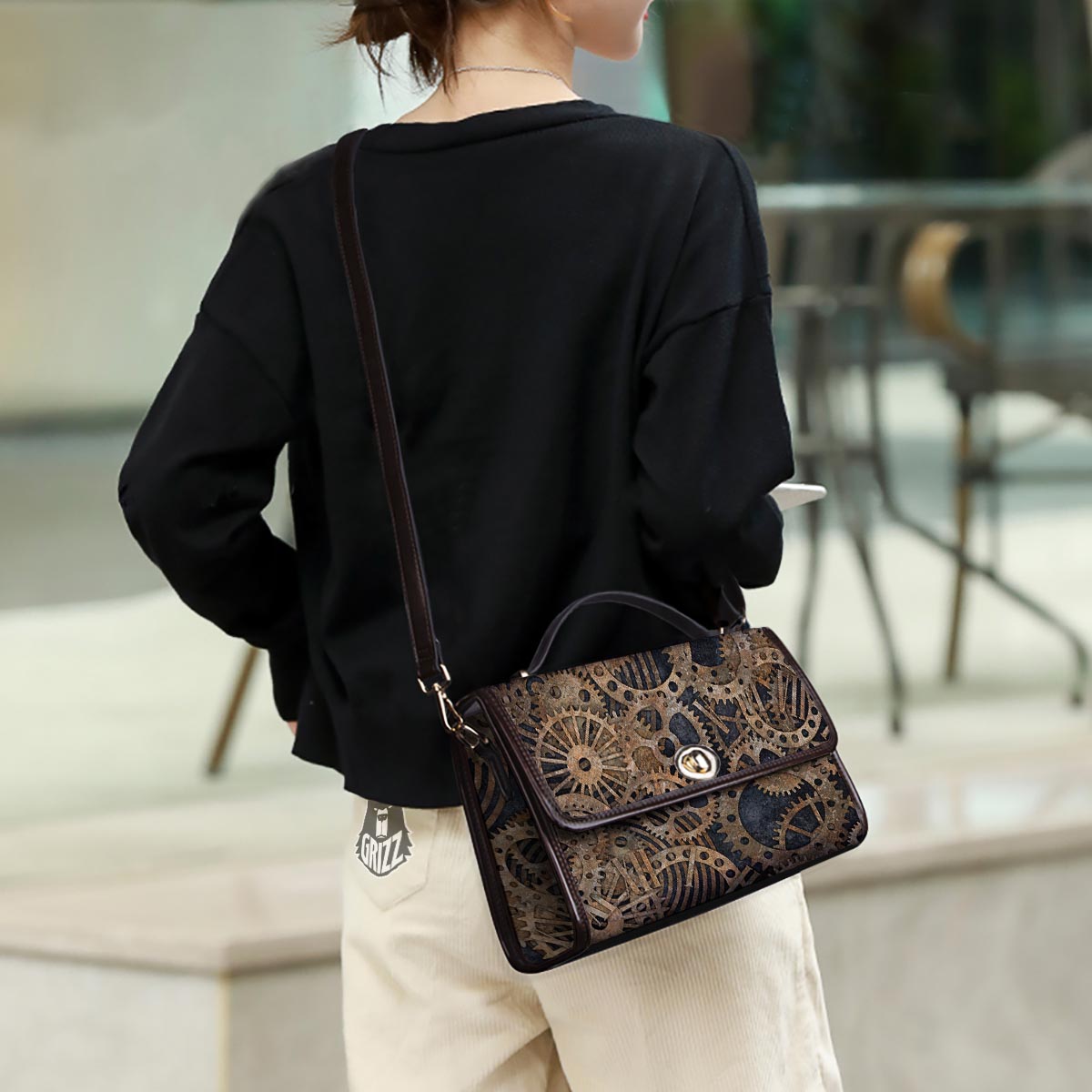 Cogs And Gears Steampunk Brass Print Women's Satchel Bag