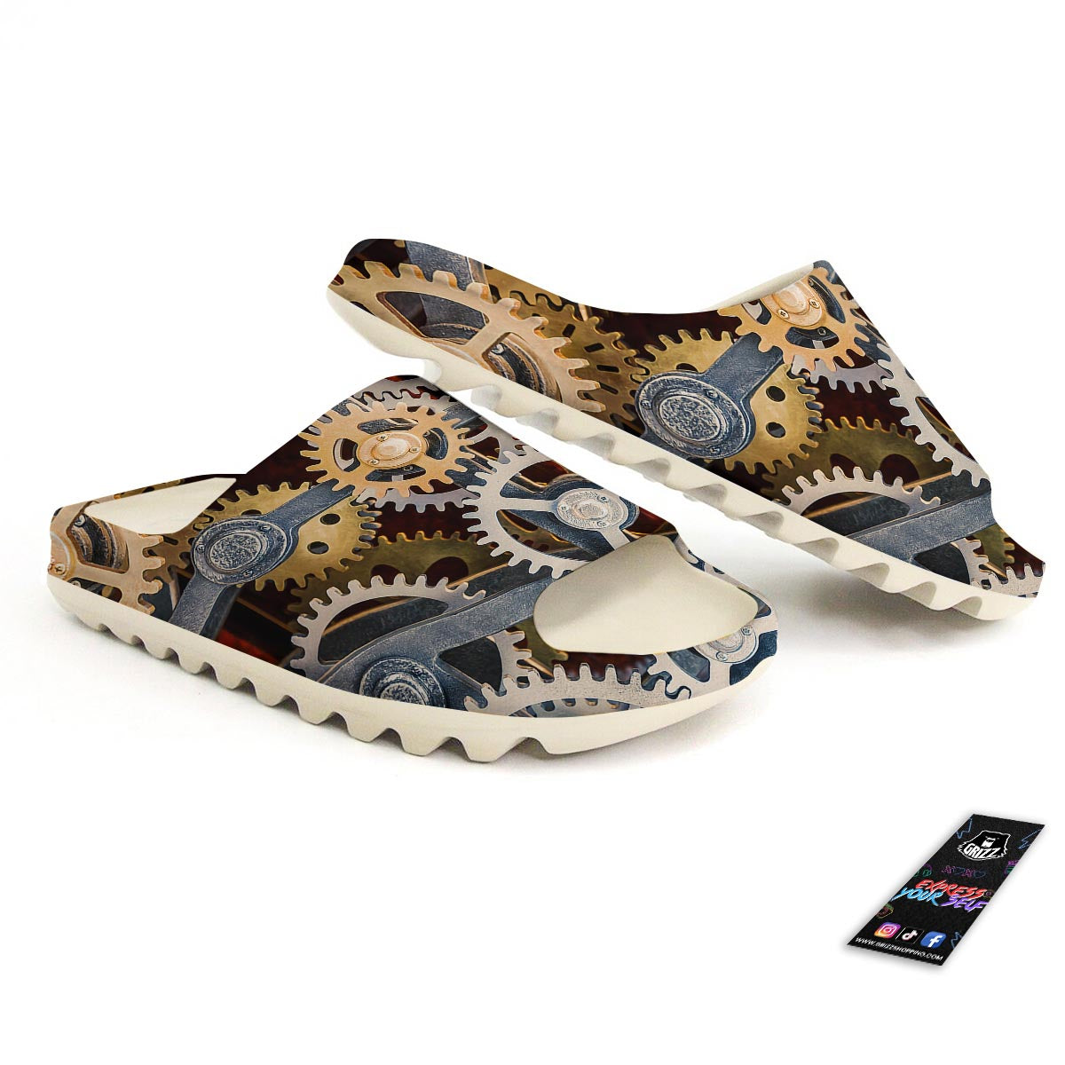 Cogs And Steampunk Gears Print Sandals-grizzshop