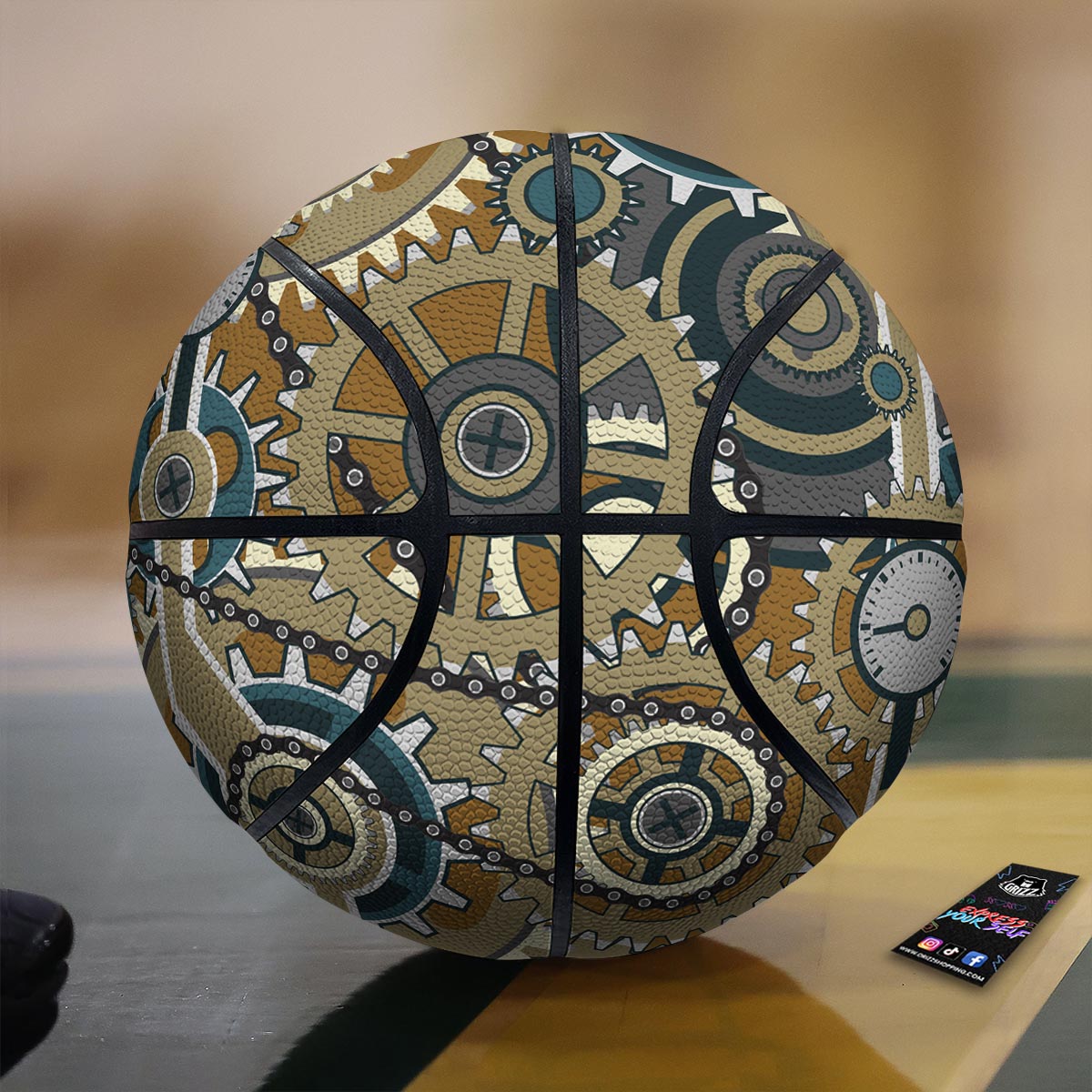 Cogwheels Steampunk Print Basketball