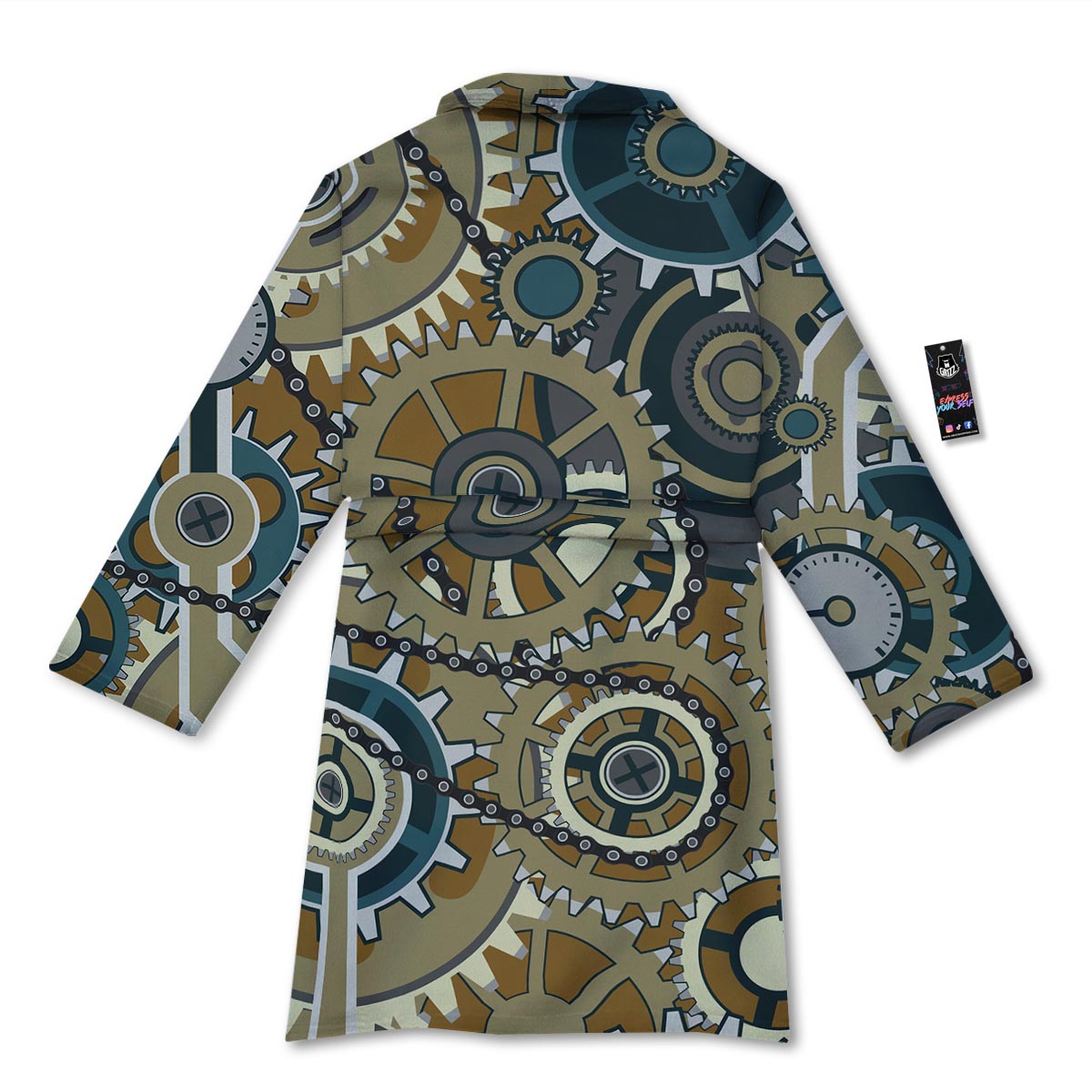 Cogwheels Steampunk Print Bathrobe-grizzshop