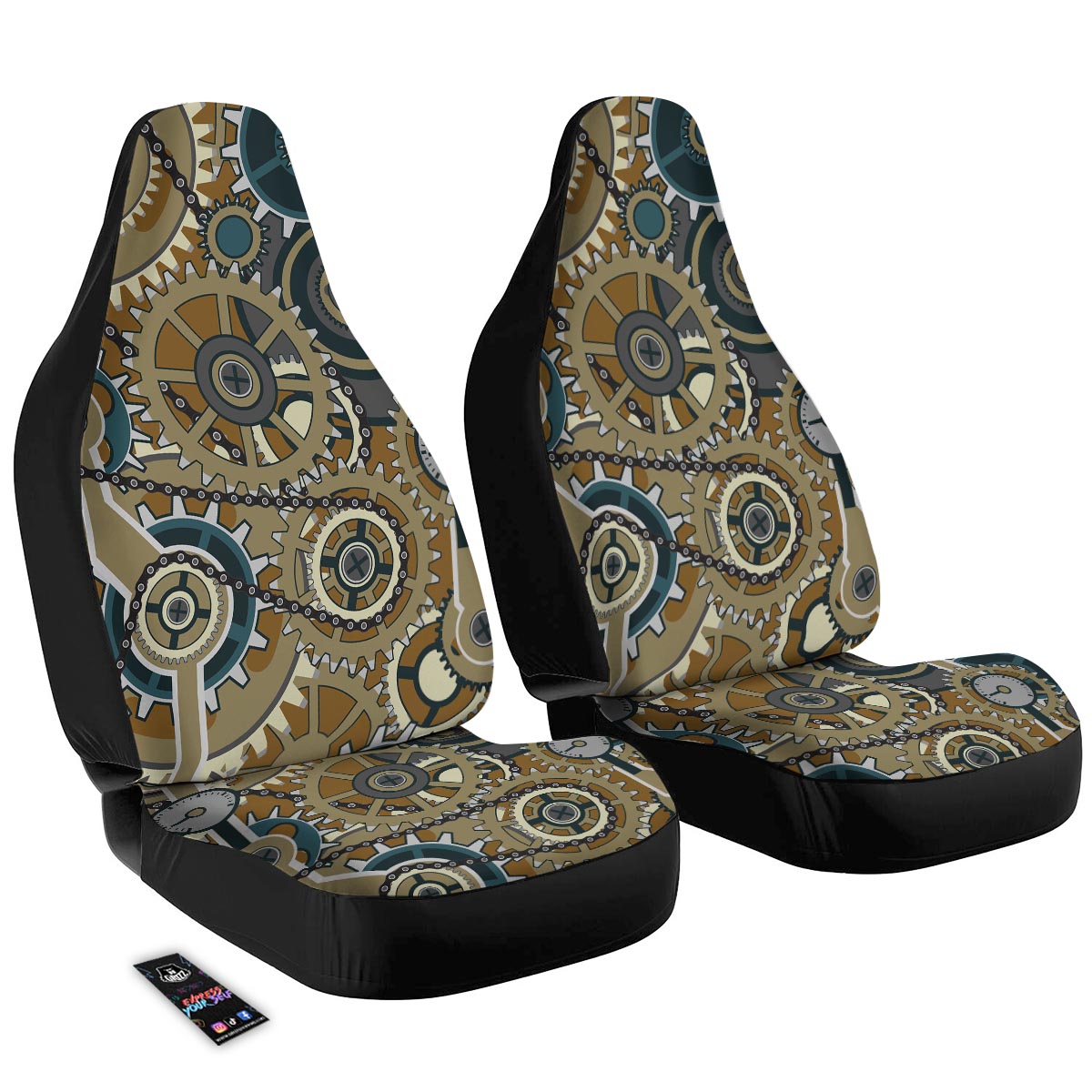 Cogwheels Steampunk Print Car Seat Covers-grizzshop
