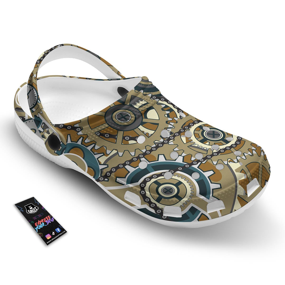 Cogwheels Steampunk Print Clog-grizzshop