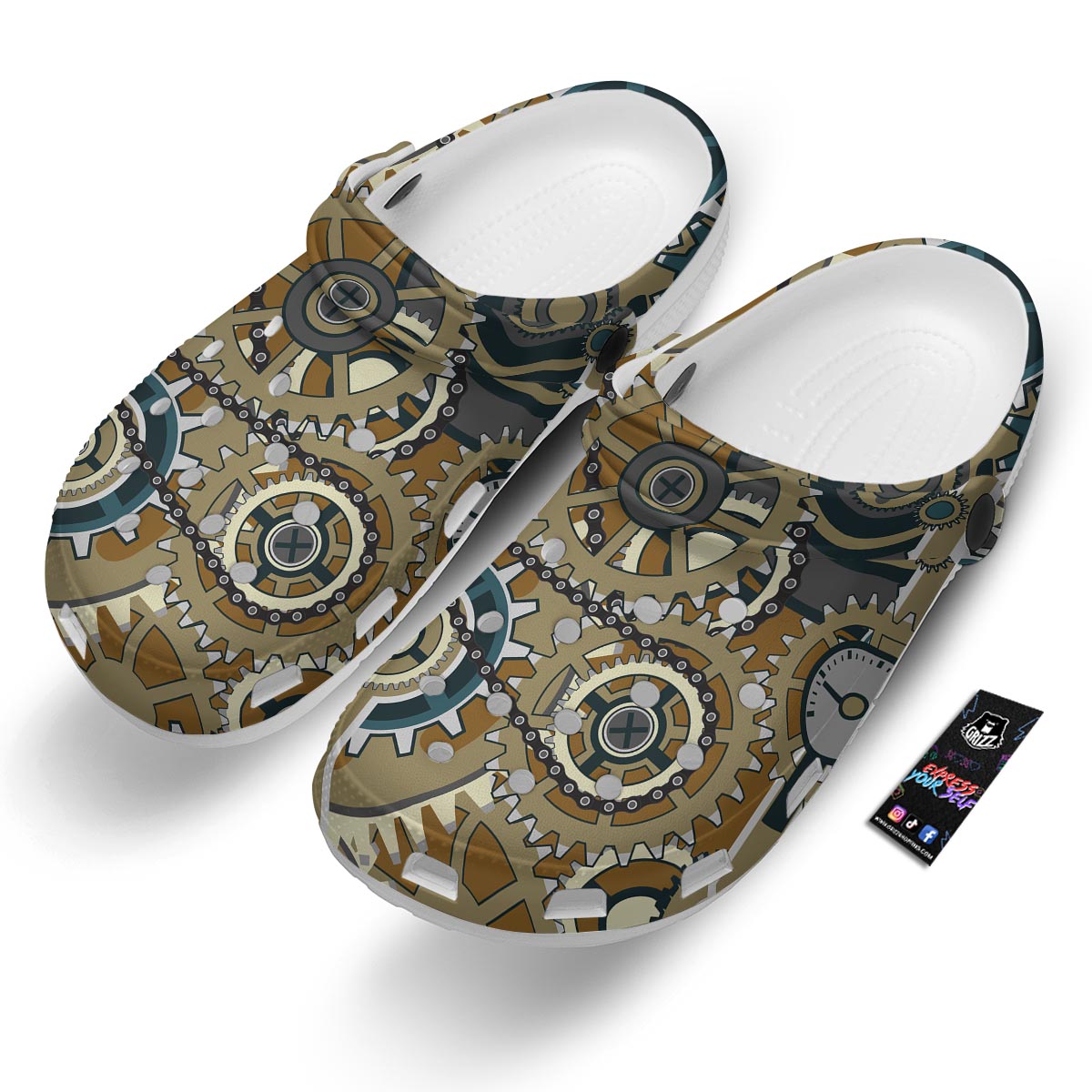 Cogwheels Steampunk Print Clog-grizzshop