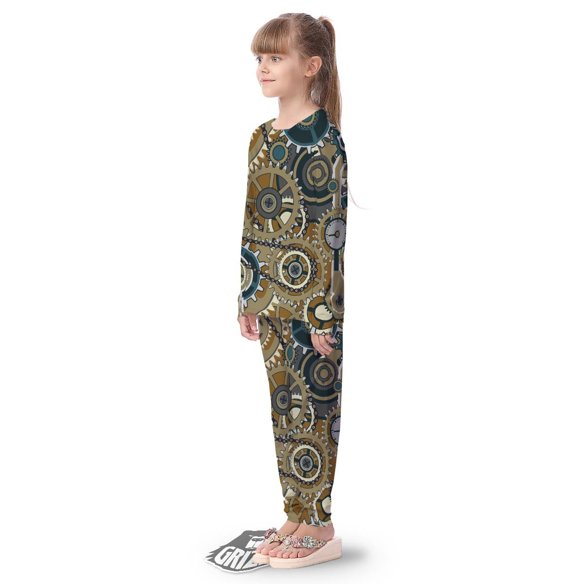 Cogwheels Steampunk Print Kid's Pajamas-grizzshop