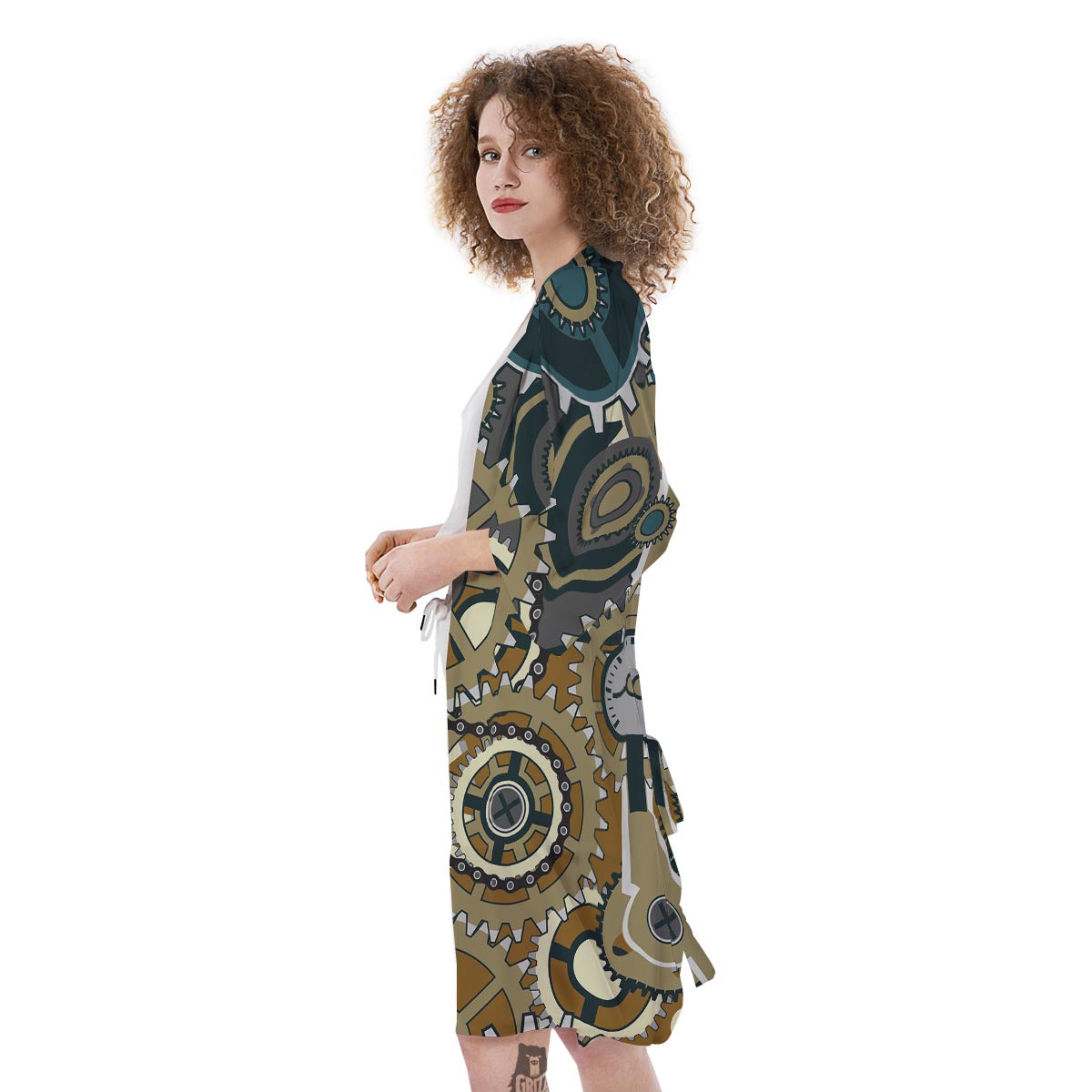 Cogwheels Steampunk Print Kimono-grizzshop