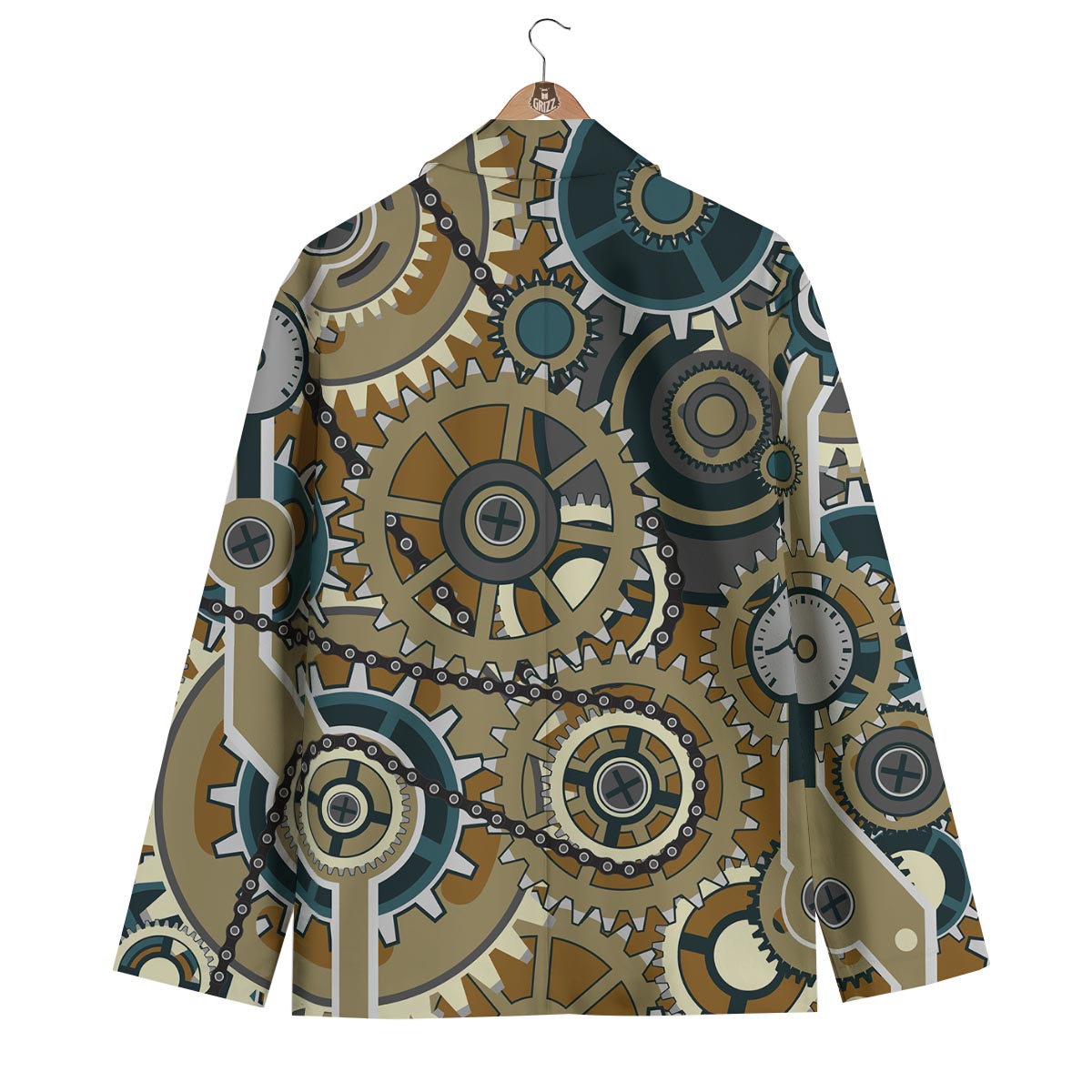 Cogwheels Steampunk Print Men's Blazer-grizzshop