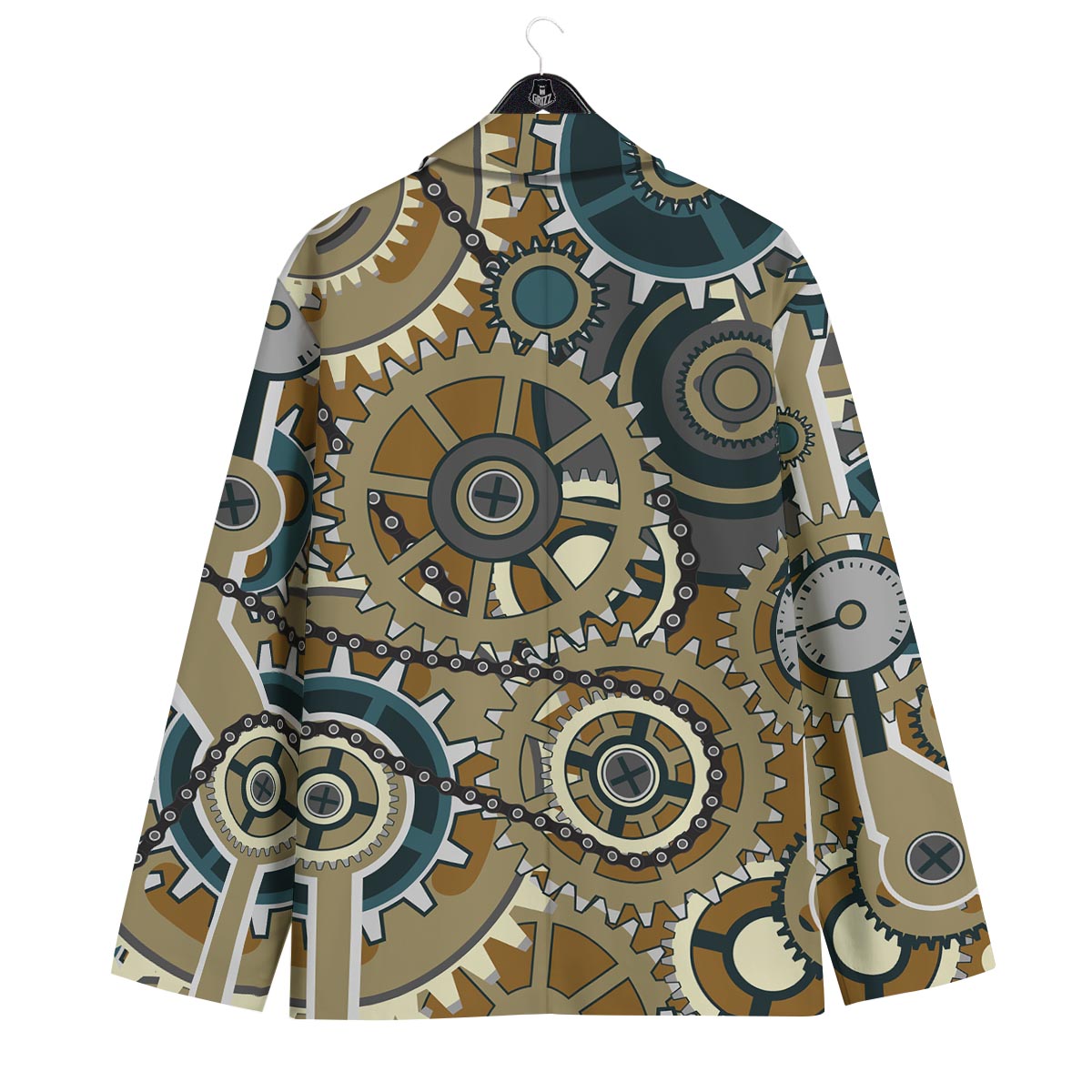 Cogwheels Steampunk Print Men's Sport Coat-grizzshop