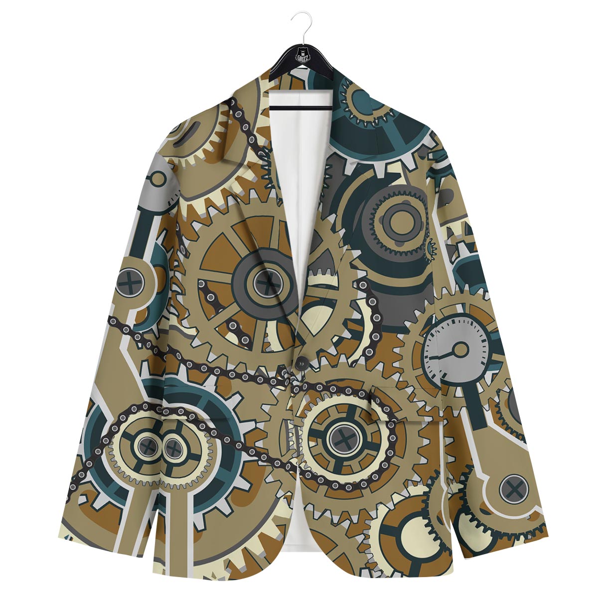 Cogwheels Steampunk Print Men's Sport Coat-grizzshop