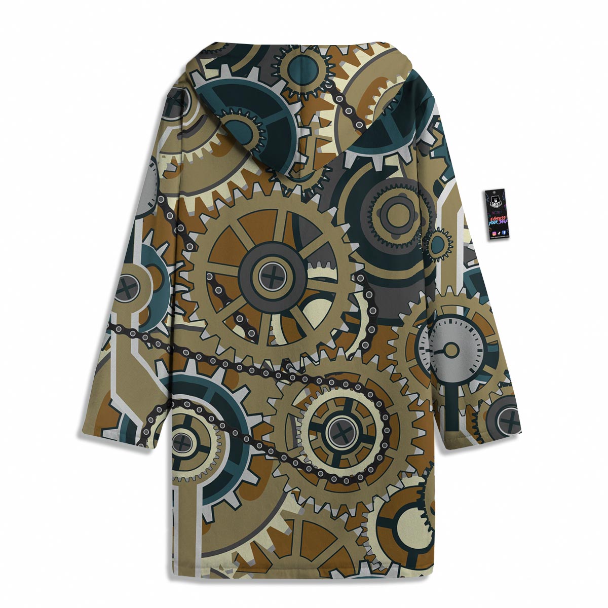 Cogwheels Steampunk Print Men's Windbreaker Jacket-grizzshop