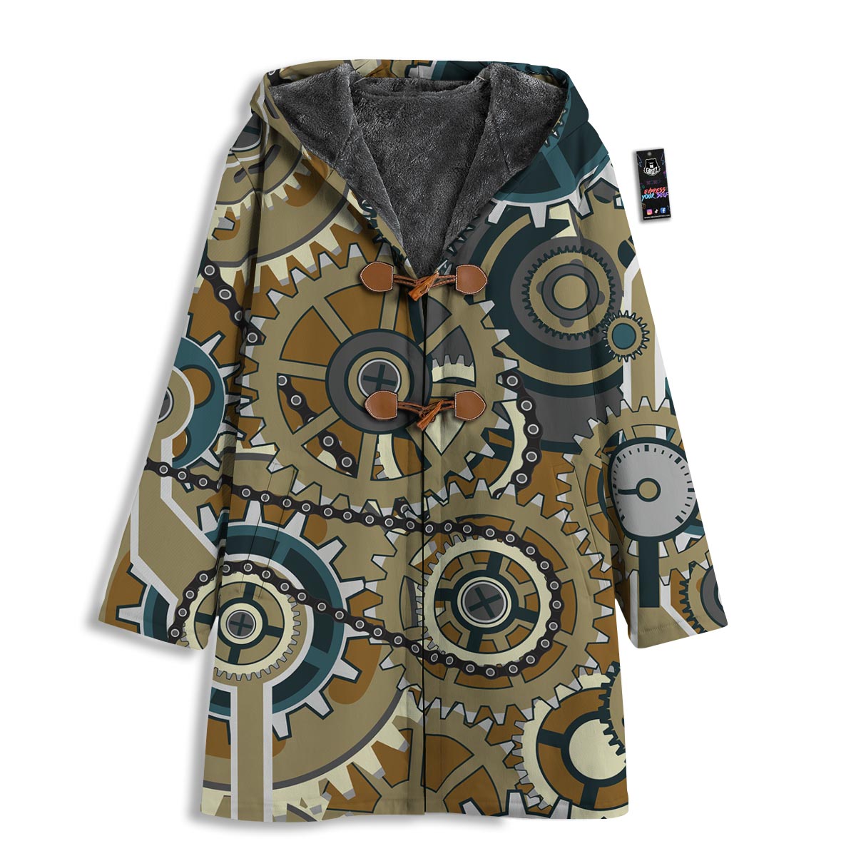 Cogwheels Steampunk Print Men's Windbreaker Jacket-grizzshop