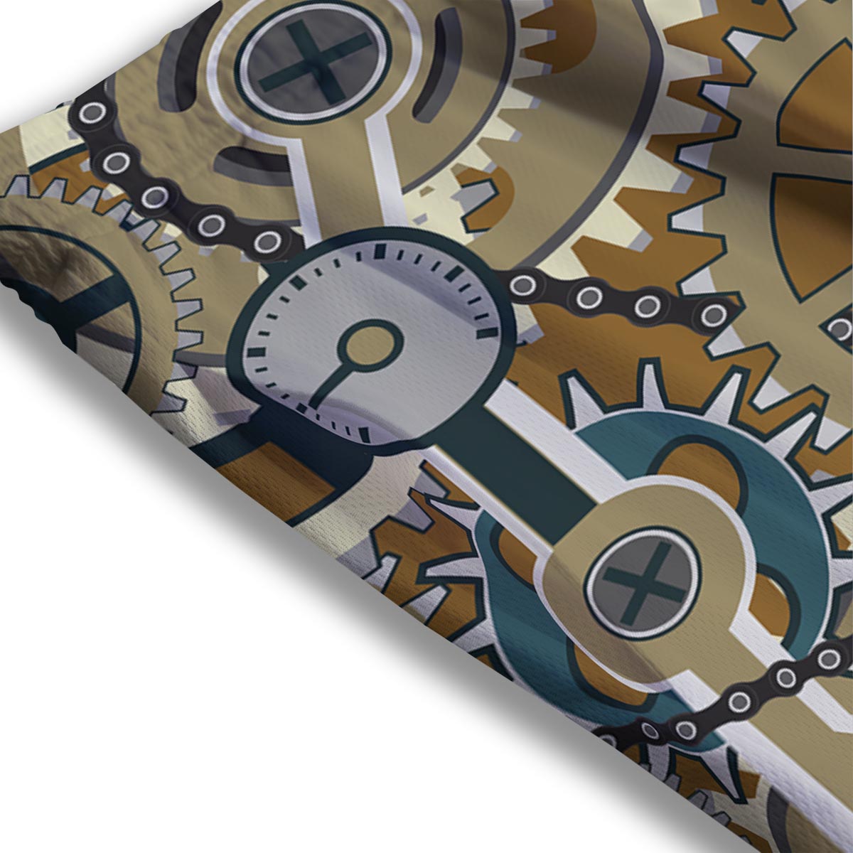 Cogwheels Steampunk Print Mesh Shorts