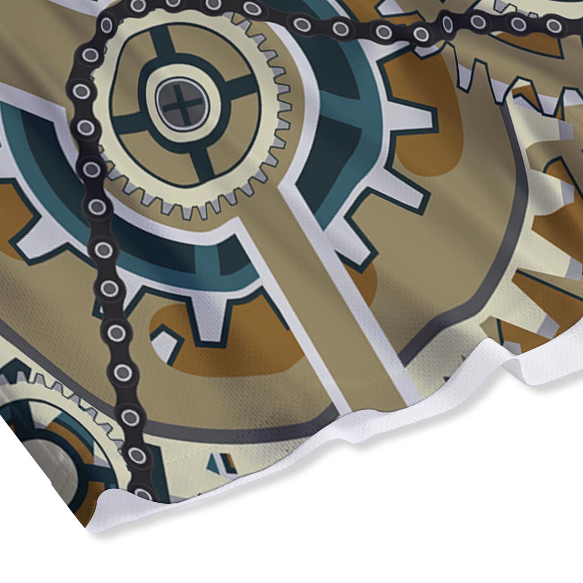 Cogwheels Steampunk Print Mesh Shorts