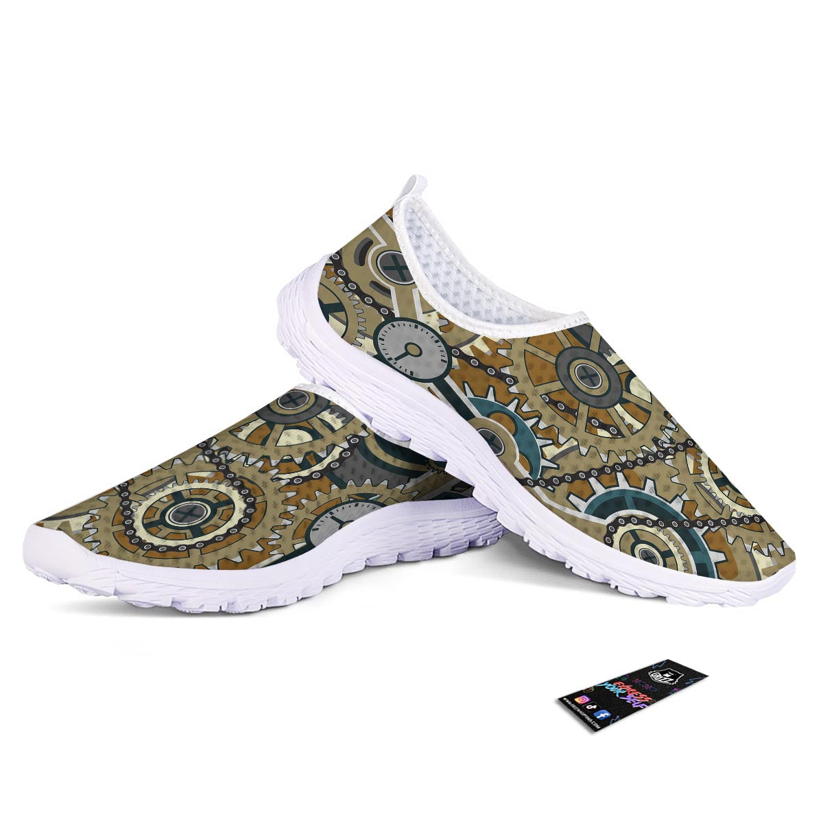 Cogwheels Steampunk Print Nurse Shoes-grizzshop