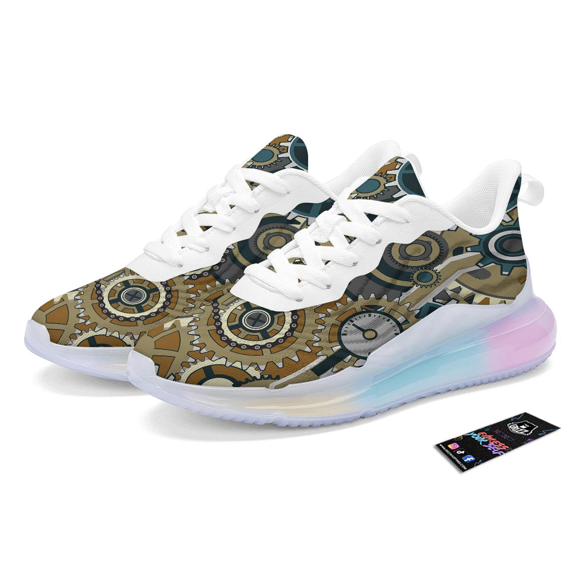 Cogwheels Steampunk Print Running Sneakers-grizzshop