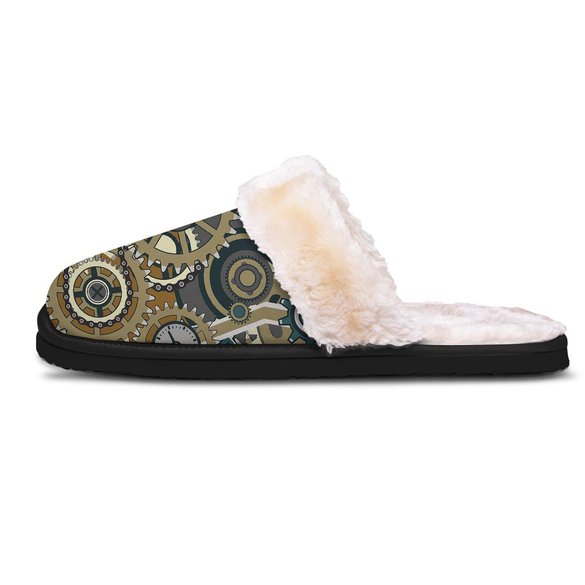 Cogwheels Steampunk Print Slippers-grizzshop