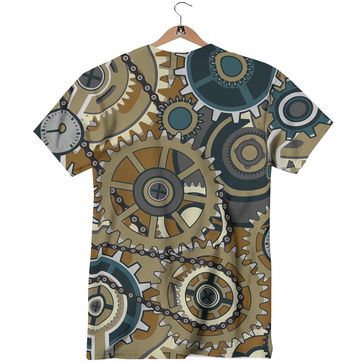 Cogwheels Steampunk Print T-Shirt-grizzshop