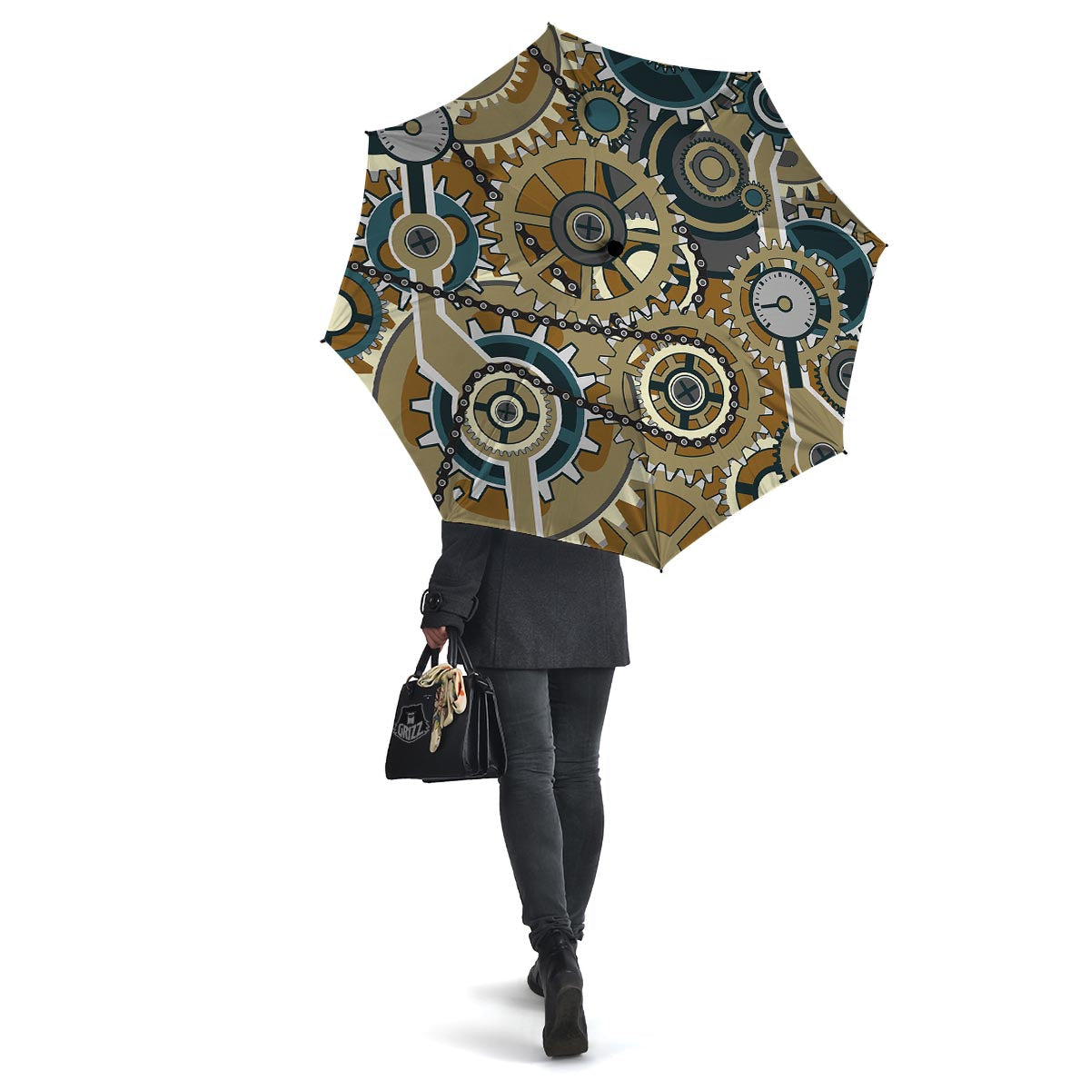 Cogwheels Steampunk Print Umbrella-grizzshop