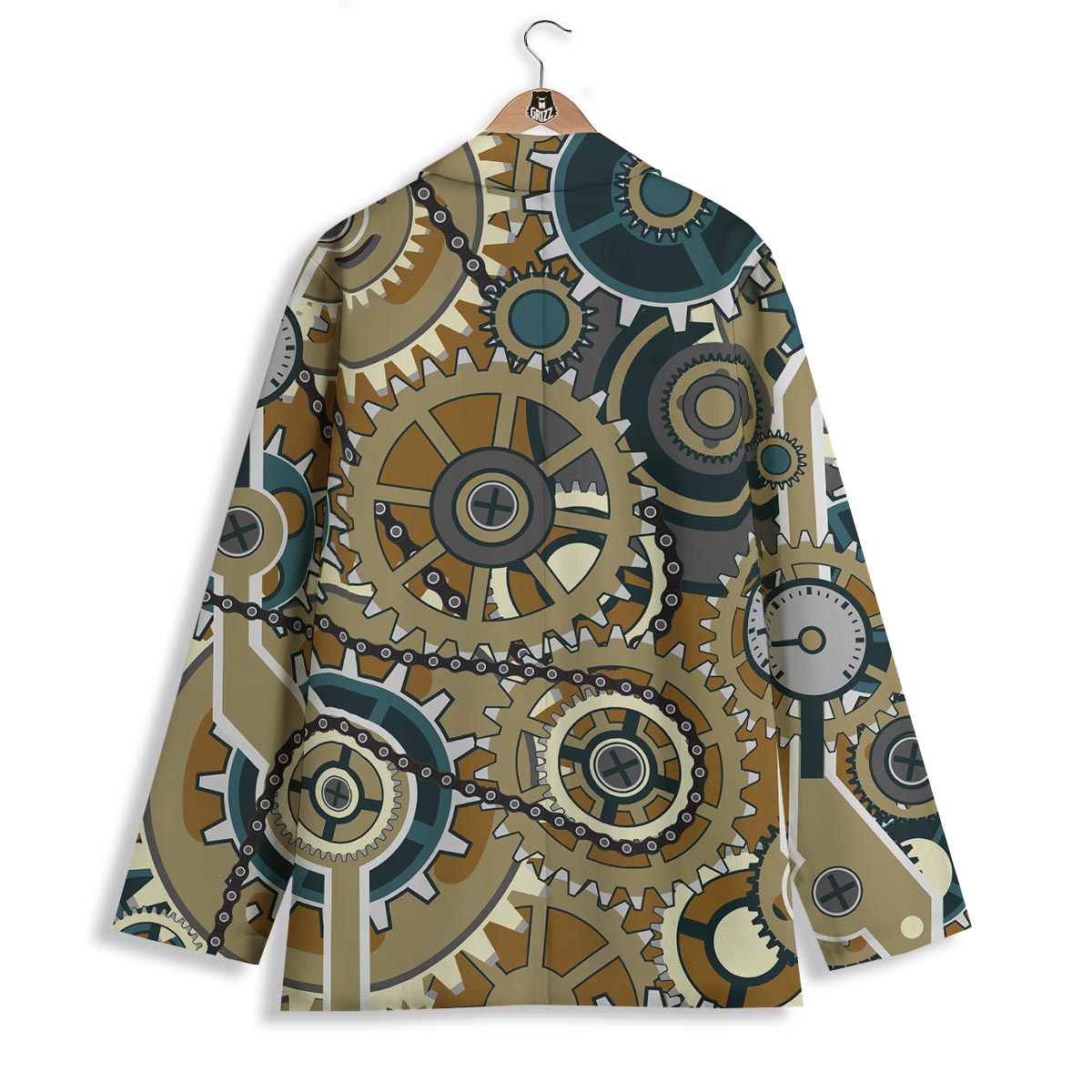 Cogwheels Steampunk Print Women's Blazer-grizzshop