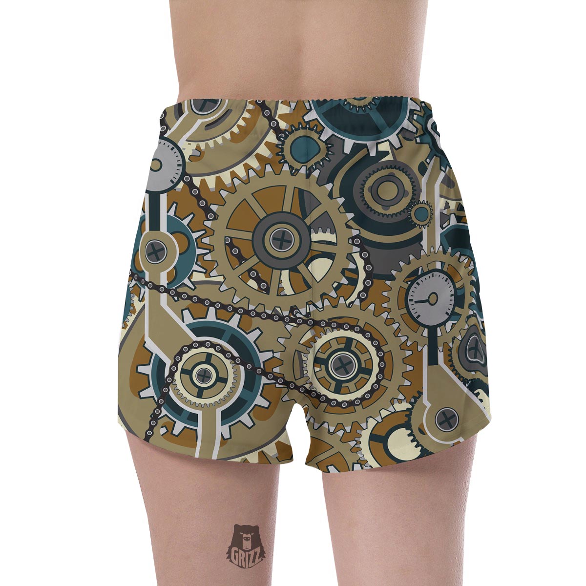 Cogwheels Steampunk Print Women's Shorts-grizzshop