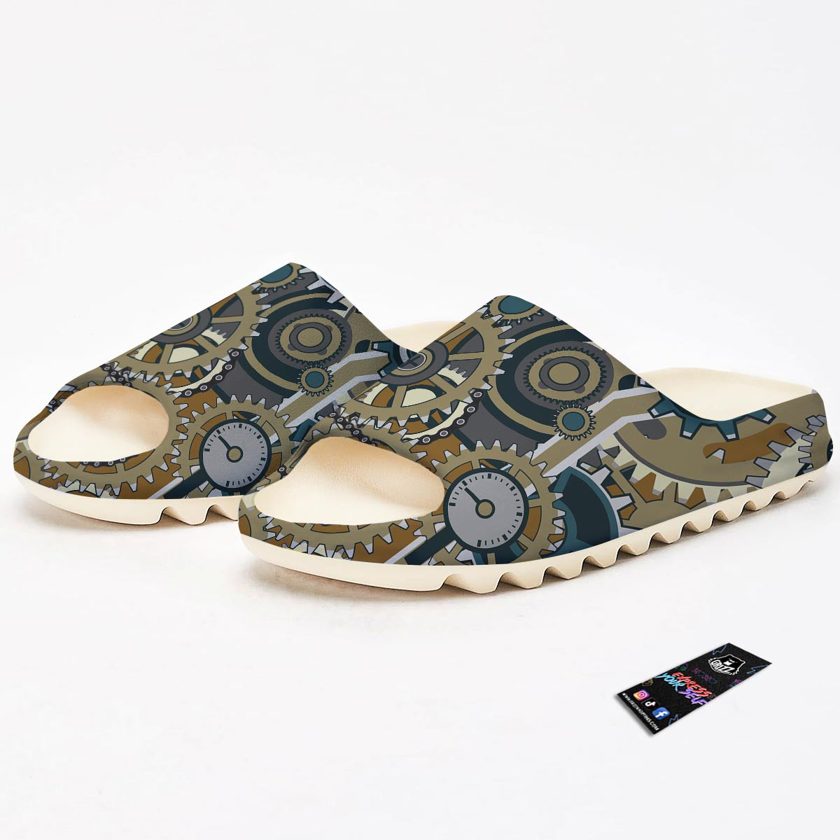 Cogwheels Steampunk Print Sandals-grizzshop