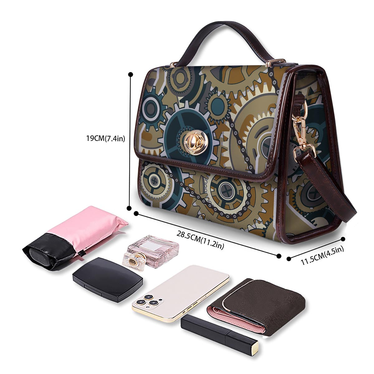 Cogwheels Steampunk Print Women's Satchel Bag