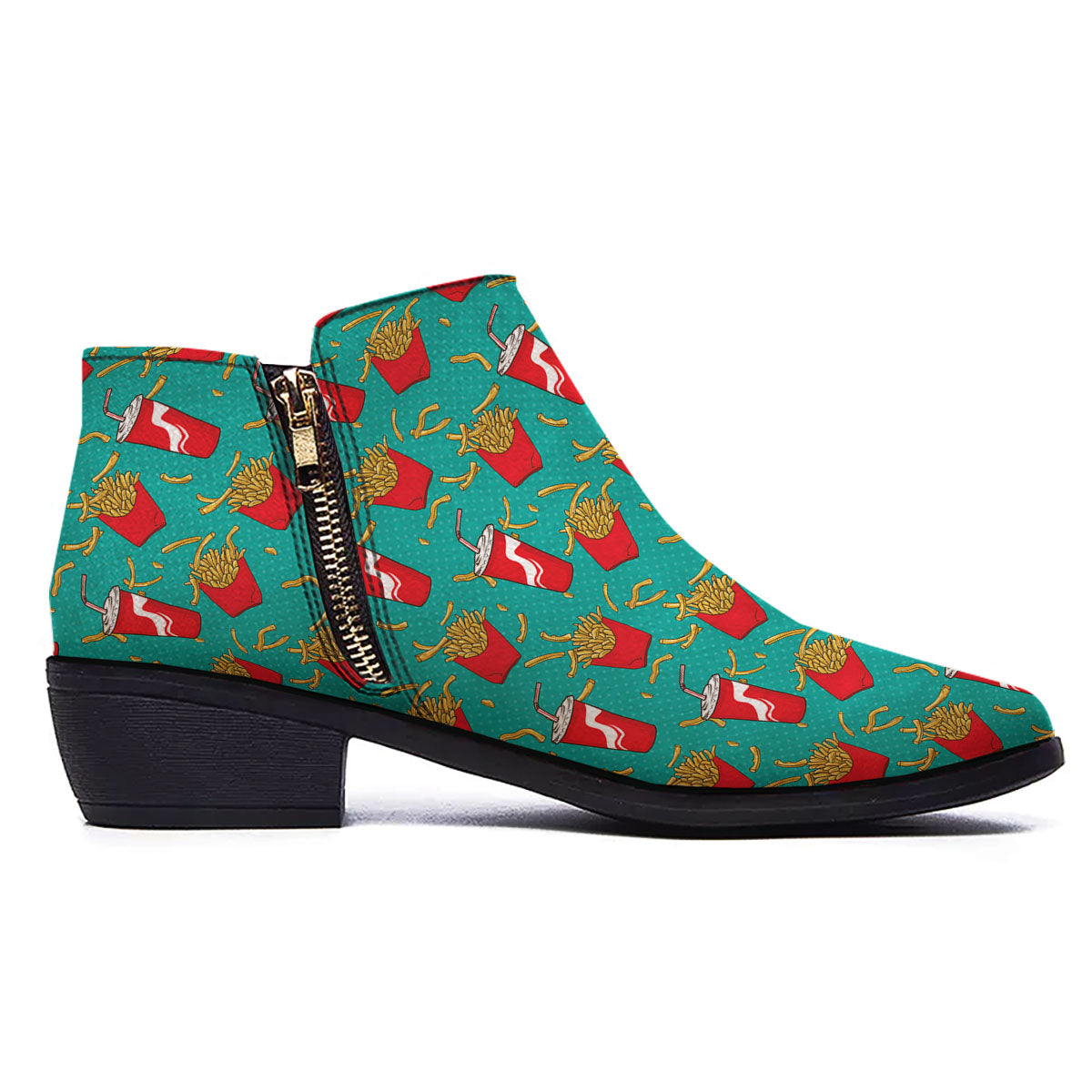 Cola And French Fries Print Pattern Ankle Boots-grizzshop