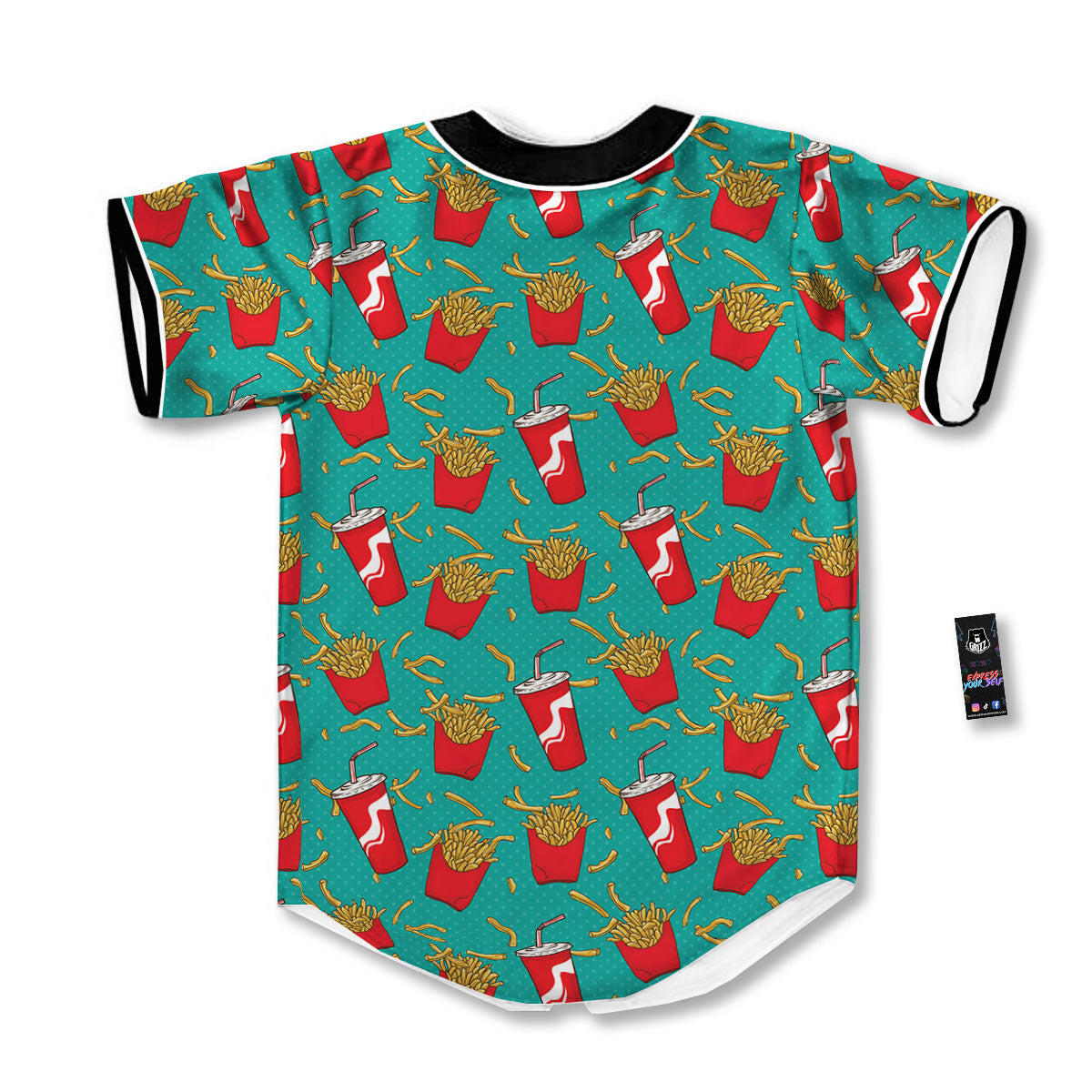 Cola And French Fries Print Pattern Baseball Jersey-grizzshop