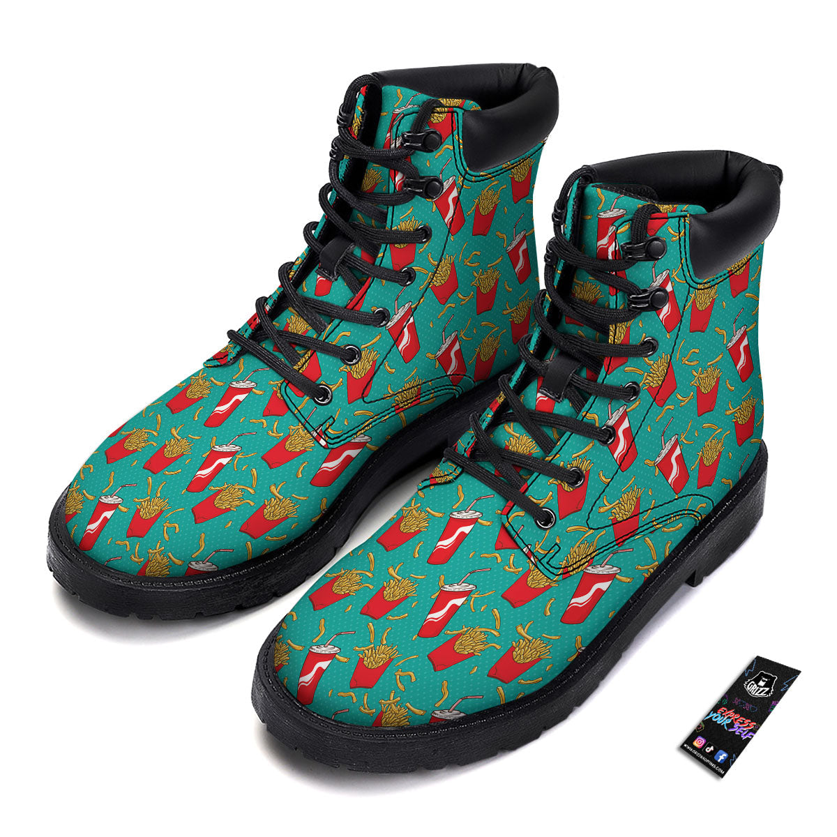 Cola And French Fries Print Pattern Boots-grizzshop