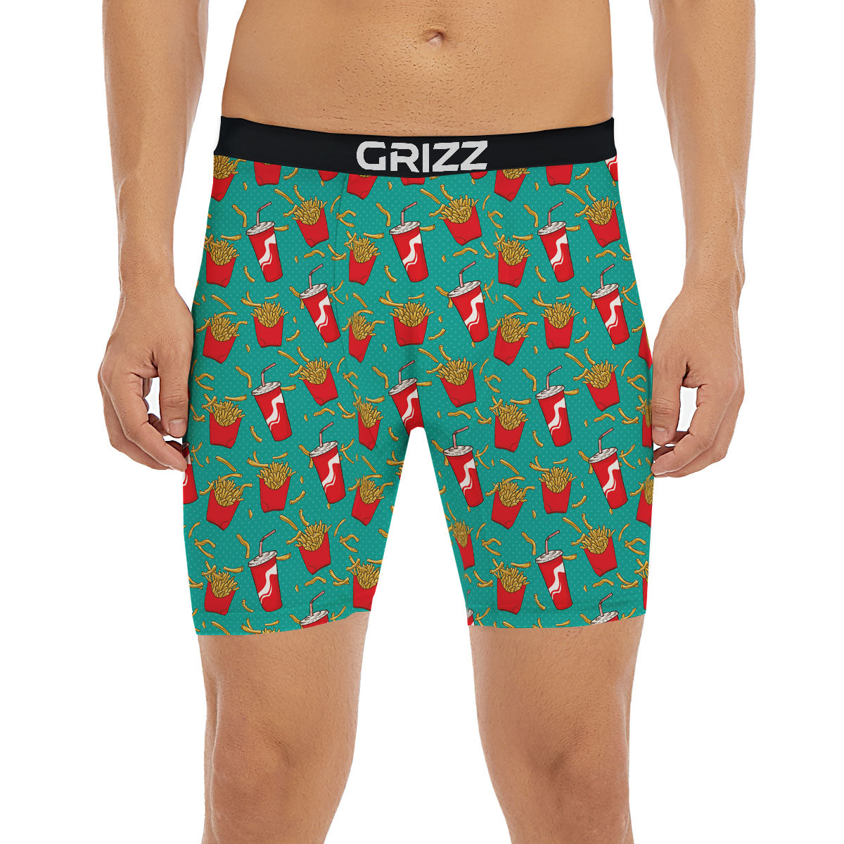 Cola And French Fries Print Pattern Boxer Briefs-grizzshop