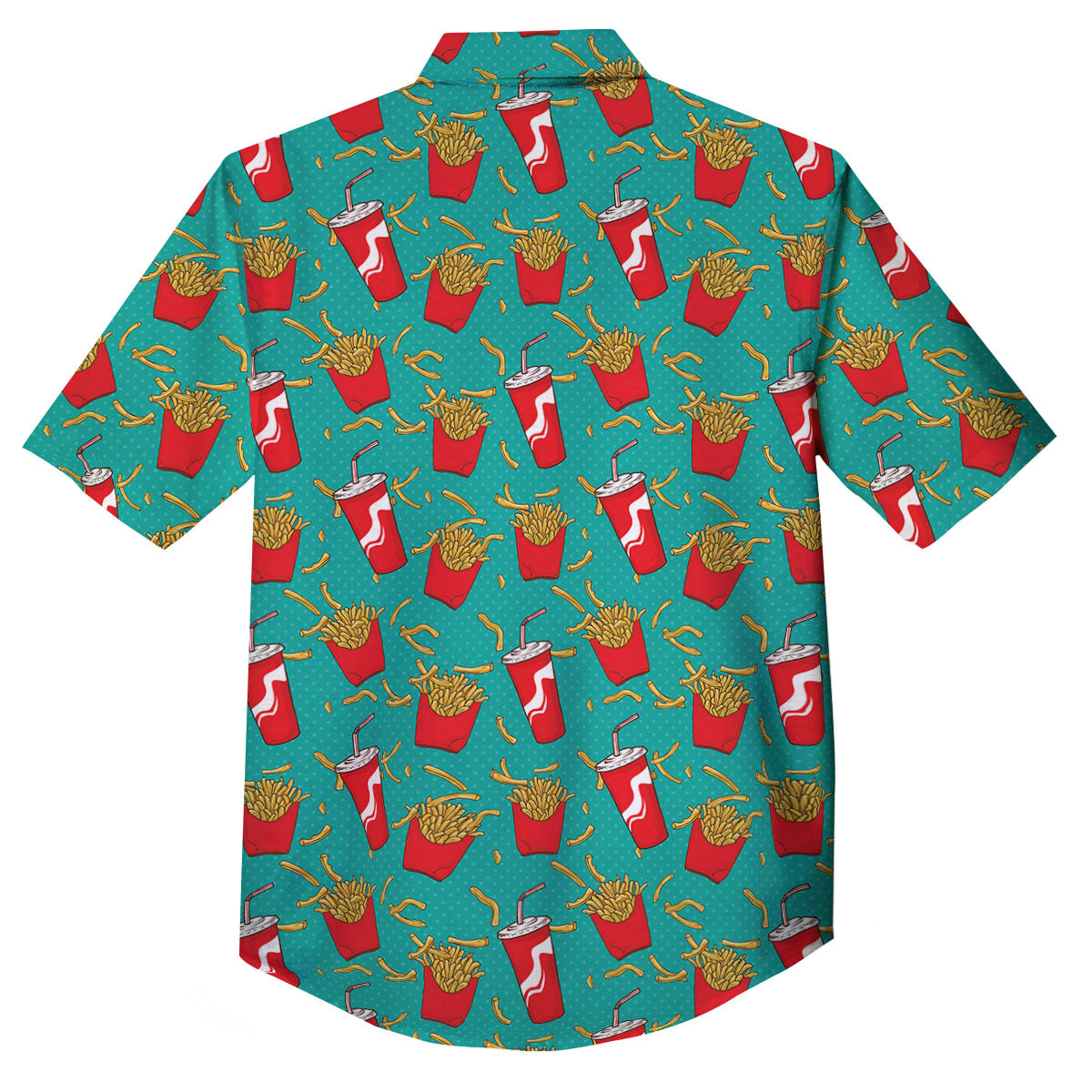 Cola And French Fries Print Pattern Button Up Shirt-grizzshop