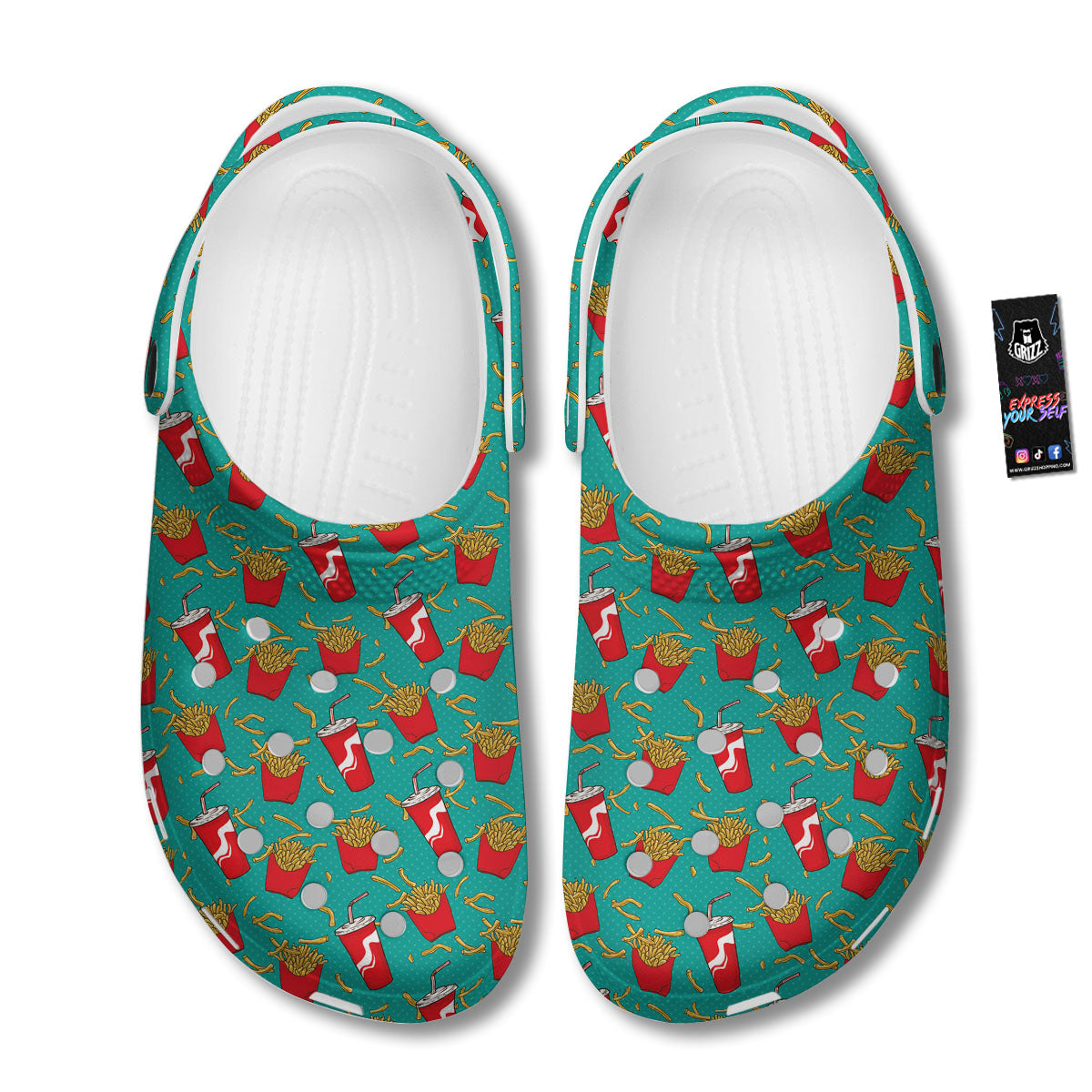 Cola And French Fries Print Pattern Clog-grizzshop