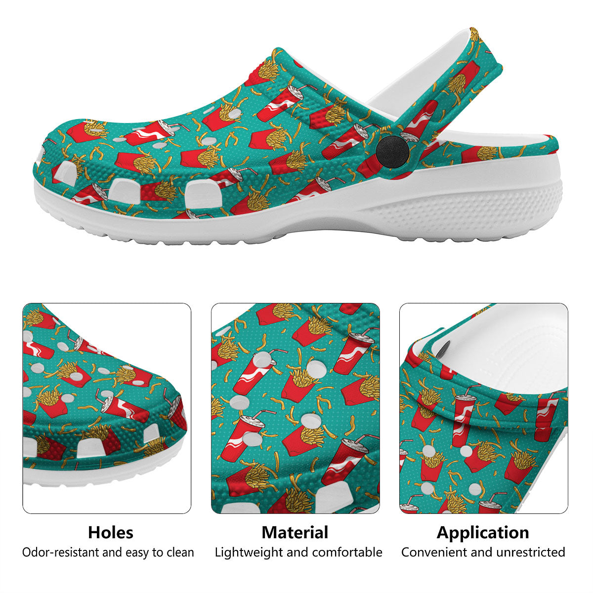 Cola And French Fries Print Pattern Clog-grizzshop