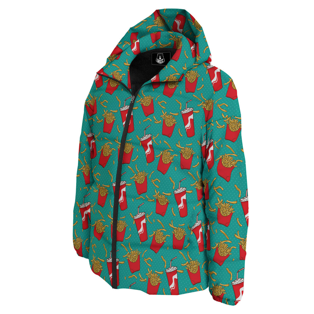 Cola And French Fries Print Pattern Down Jacket-grizzshop