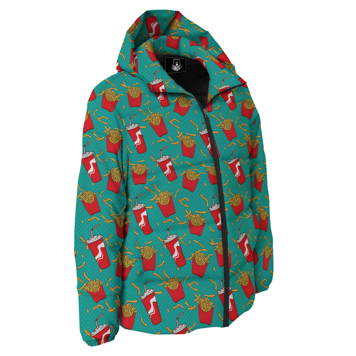 Cola And French Fries Print Pattern Down Jacket-grizzshop