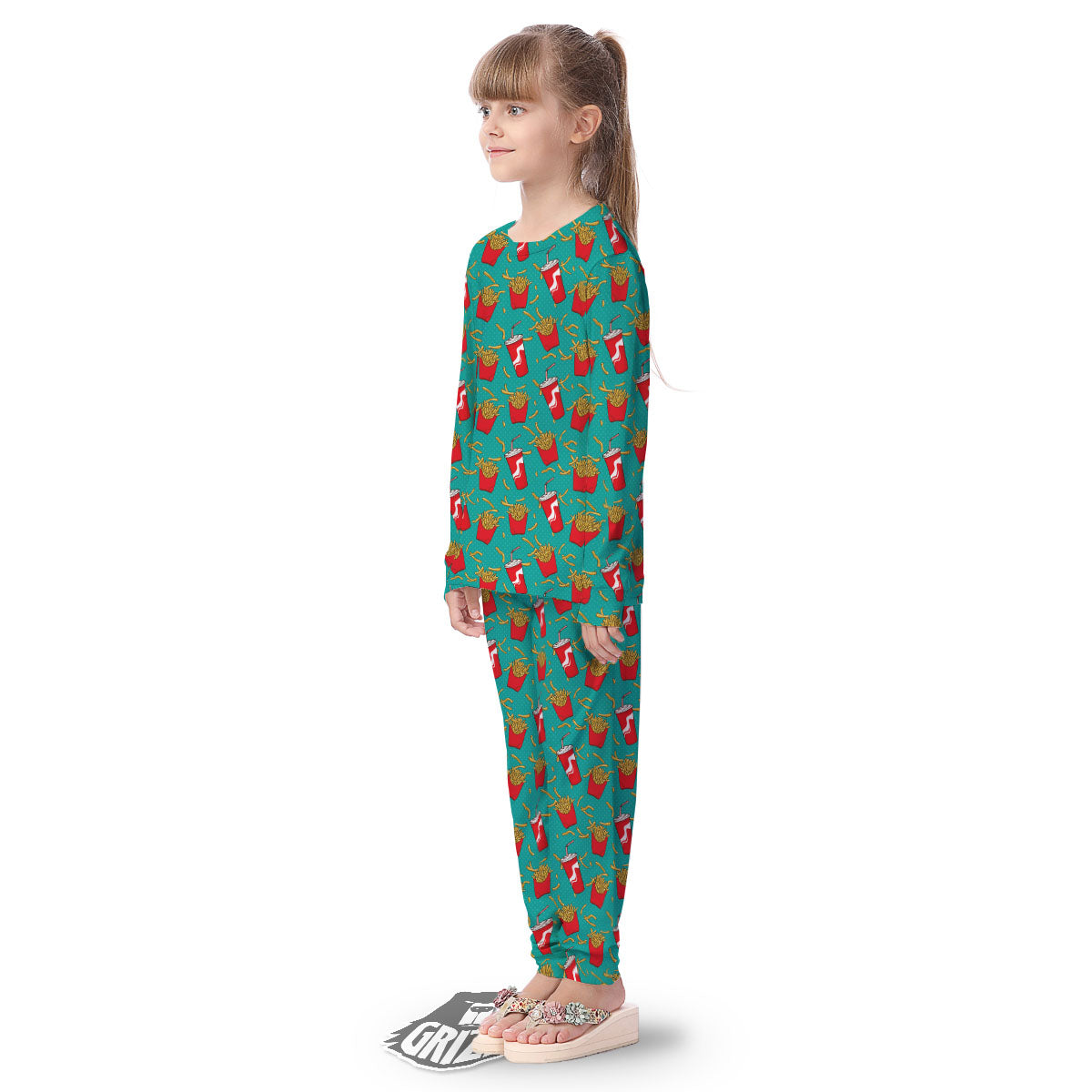 Cola And French Fries Print Pattern Kid's Pajamas-grizzshop