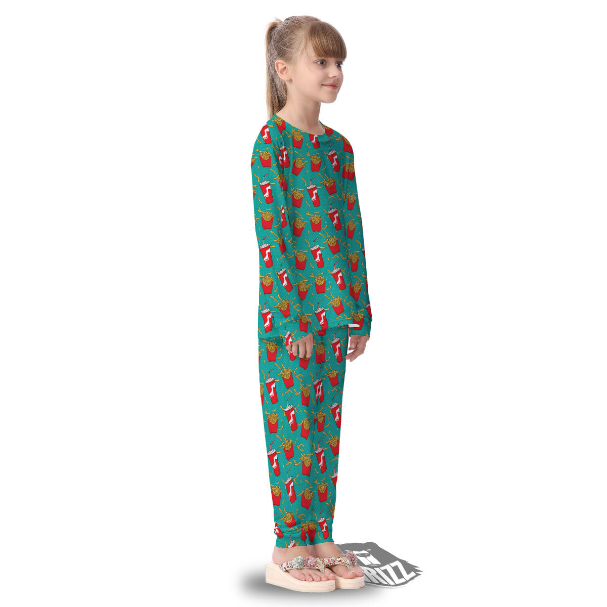 Cola And French Fries Print Pattern Kid's Pajamas-grizzshop