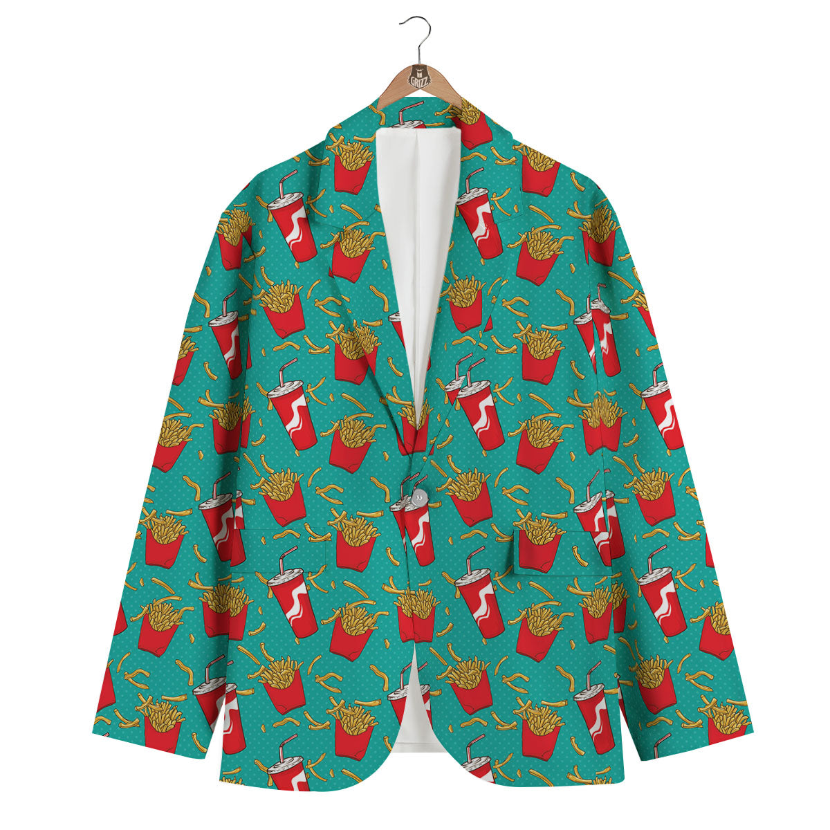 Cola And French Fries Print Pattern Men's Blazer-grizzshop