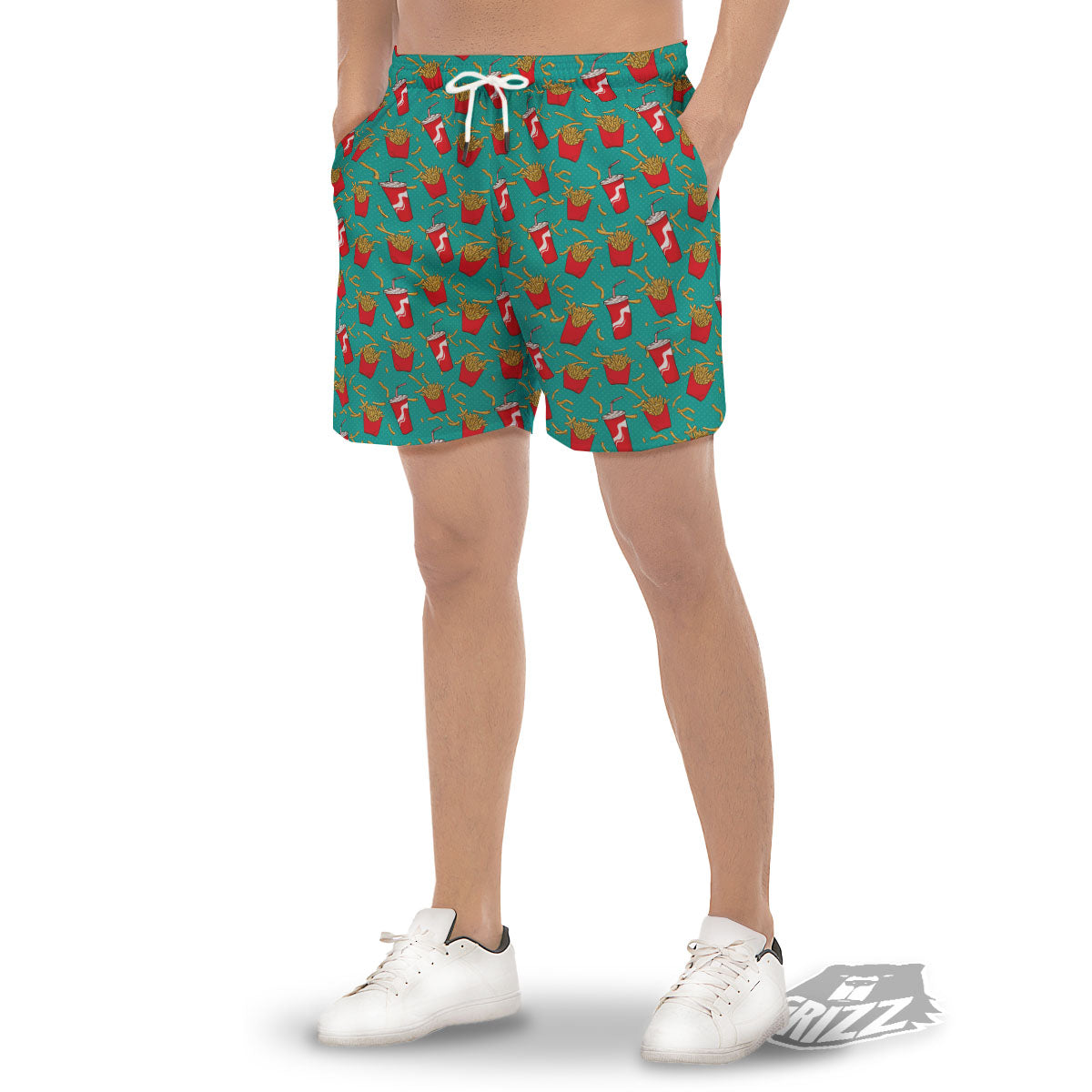 Cola And French Fries Print Pattern Men's Gym Shorts-grizzshop