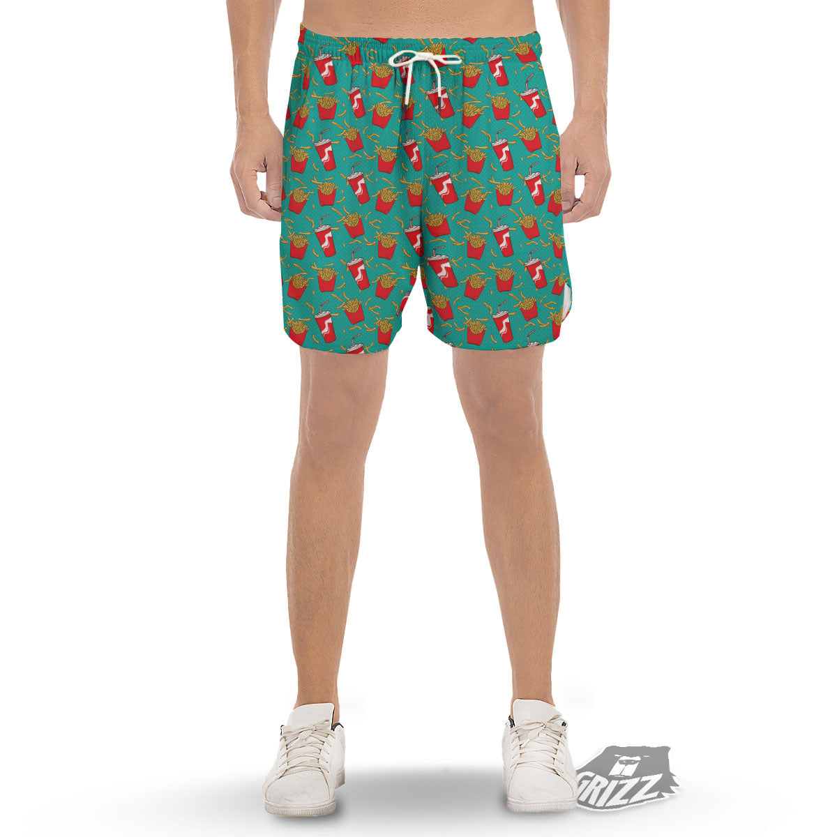 Cola And French Fries Print Pattern Men's Gym Shorts-grizzshop