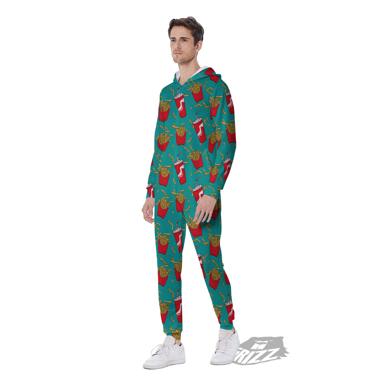 Cola And French Fries Print Pattern Men's Jumpsuit-grizzshop