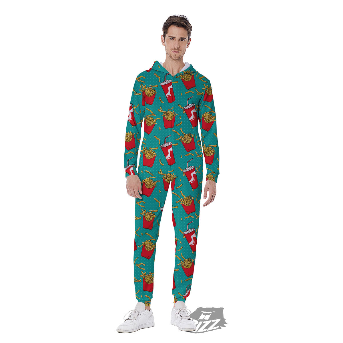 Cola And French Fries Print Pattern Men's Jumpsuit-grizzshop