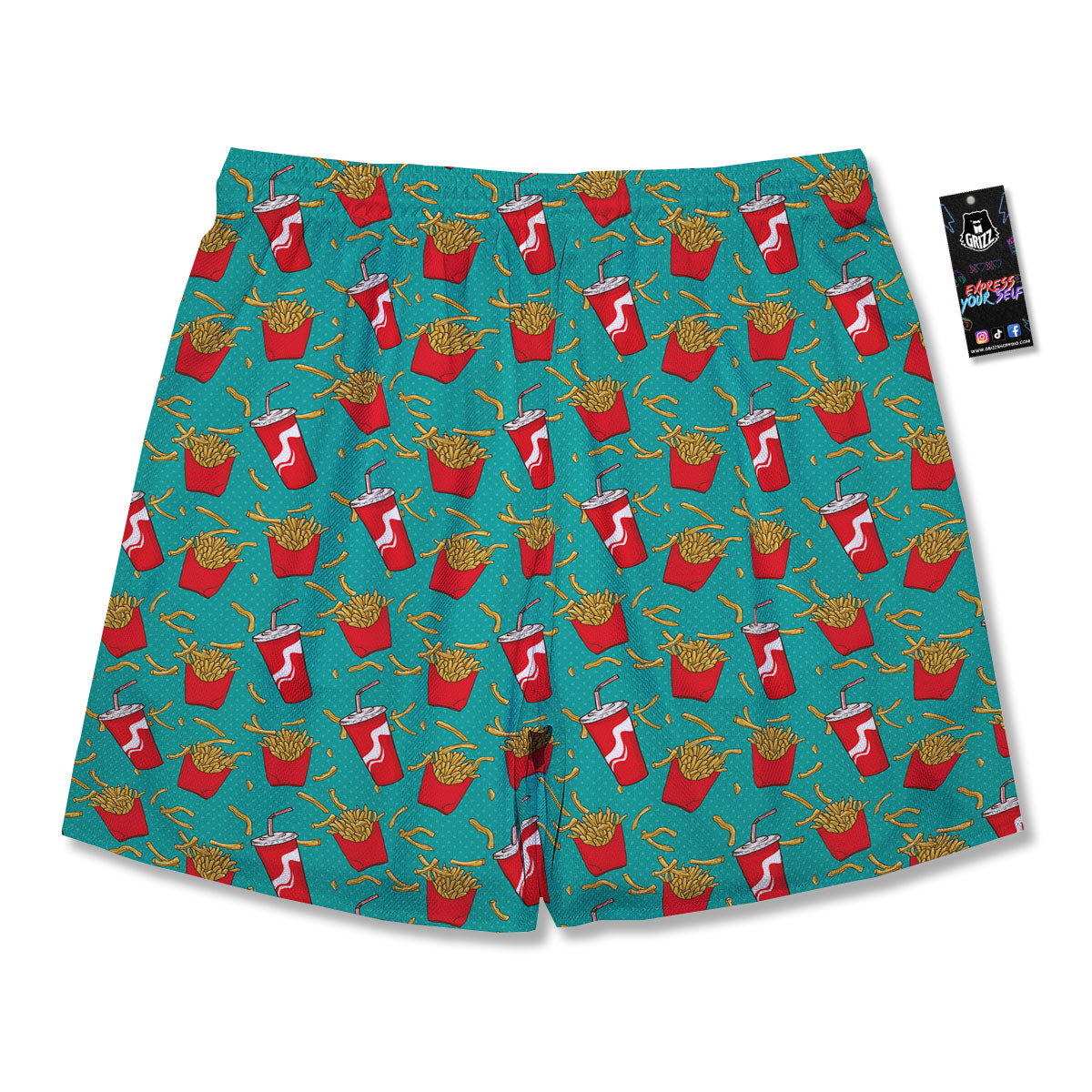 Cola And French Fries Print Pattern Men's Running Shorts-grizzshop