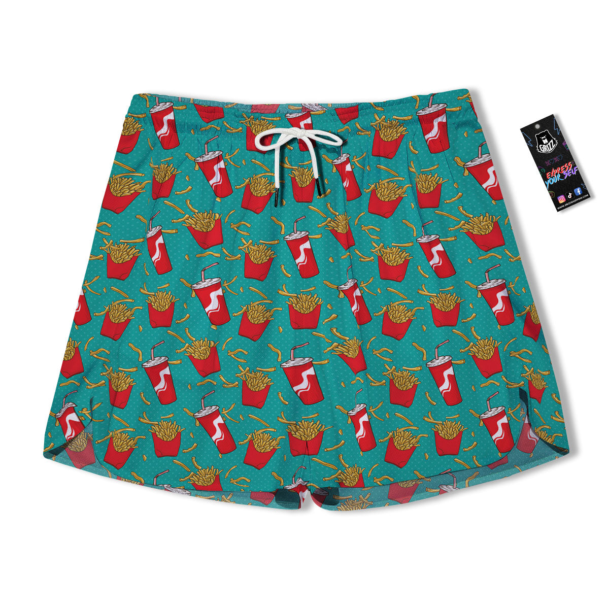 Cola And French Fries Print Pattern Men's Running Shorts-grizzshop