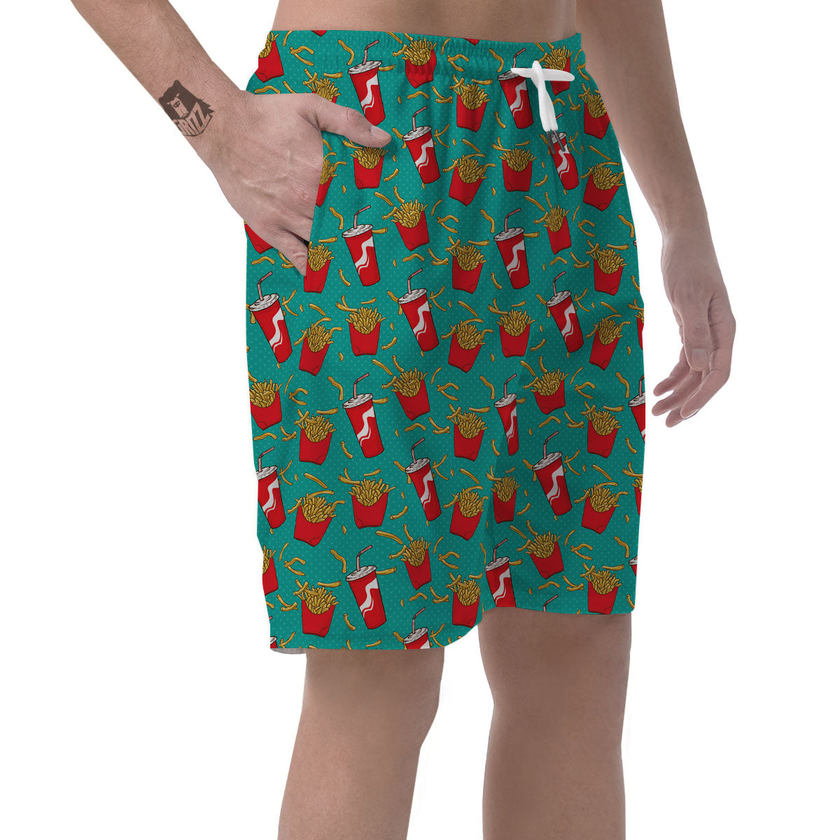 Cola And French Fries Print Pattern Men's Shorts-grizzshop